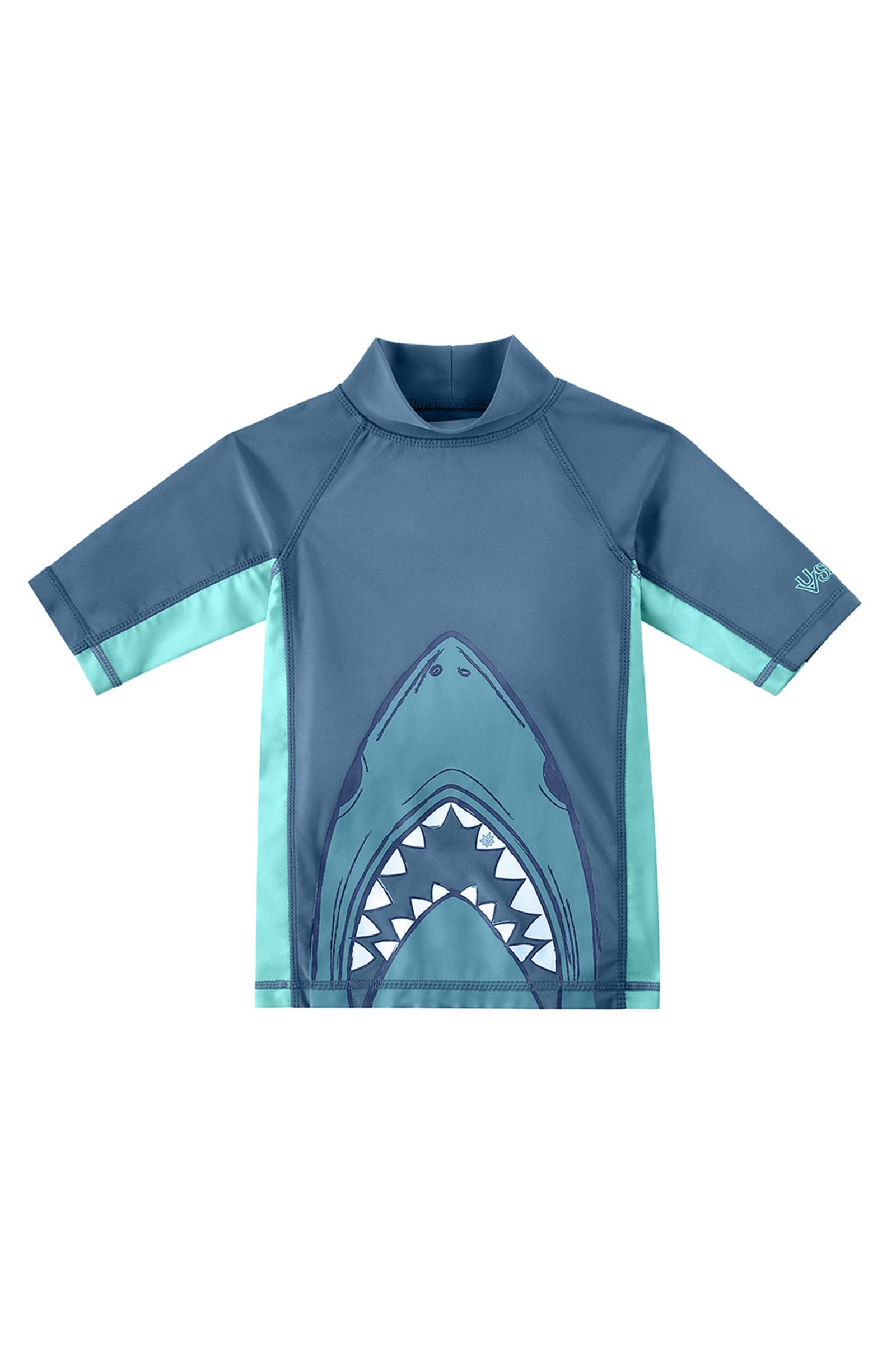 Boy's Adventure Short Sleeve Swim Shirt|shark-bite