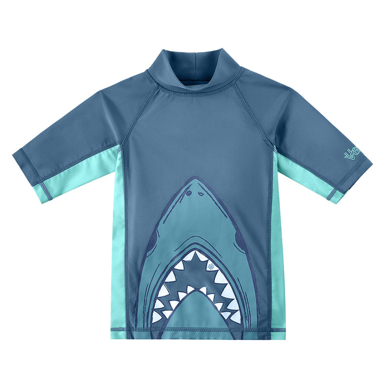 Boy's Adventure Short Sleeve Swim Shirt|shark-bite