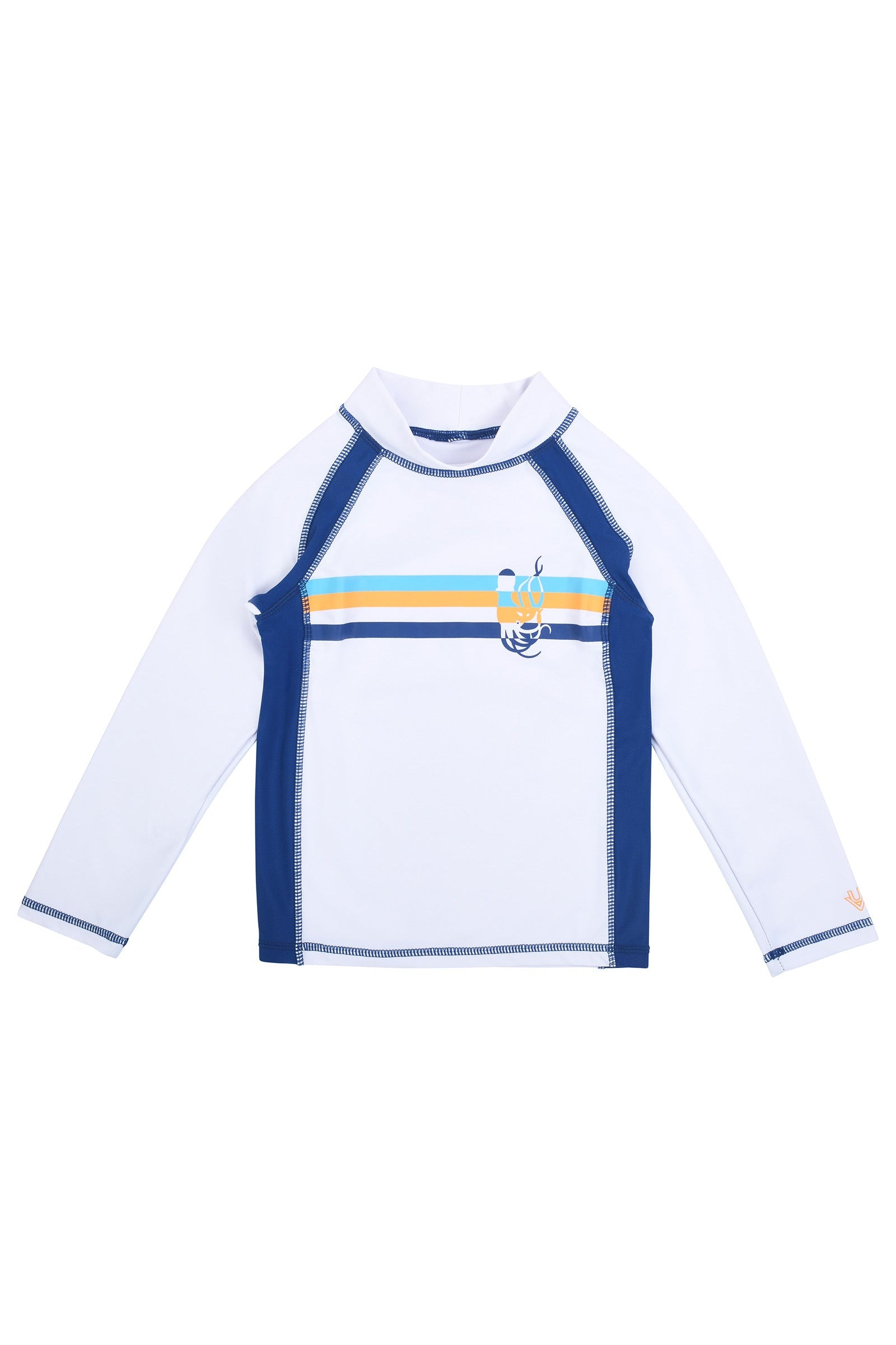Boy's long sleeve active swim shirt in white octopus stripe|white-octopus-stripe