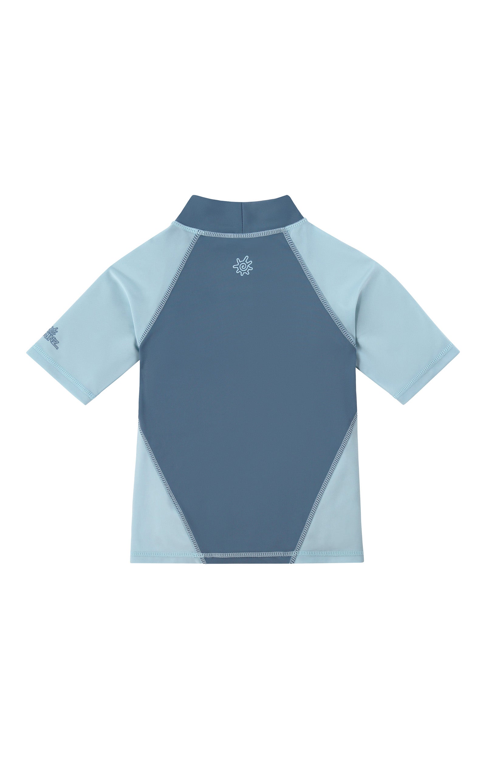 back view of boys short sleeve sun and swim shirt|optical-waves