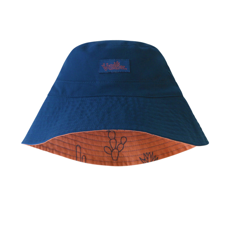reversed view of the boy's bucket hat in desert cactus midnight|desert-cactus-midnight