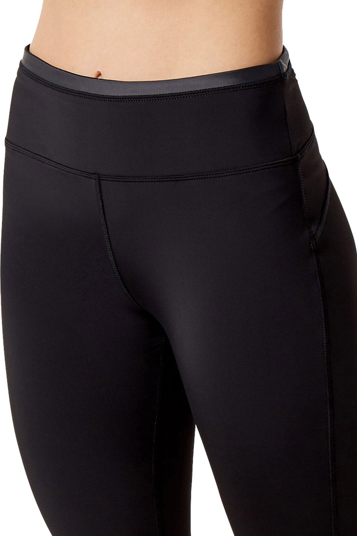 Close Up of the Women's Active Sport Swim Tights in Black|black