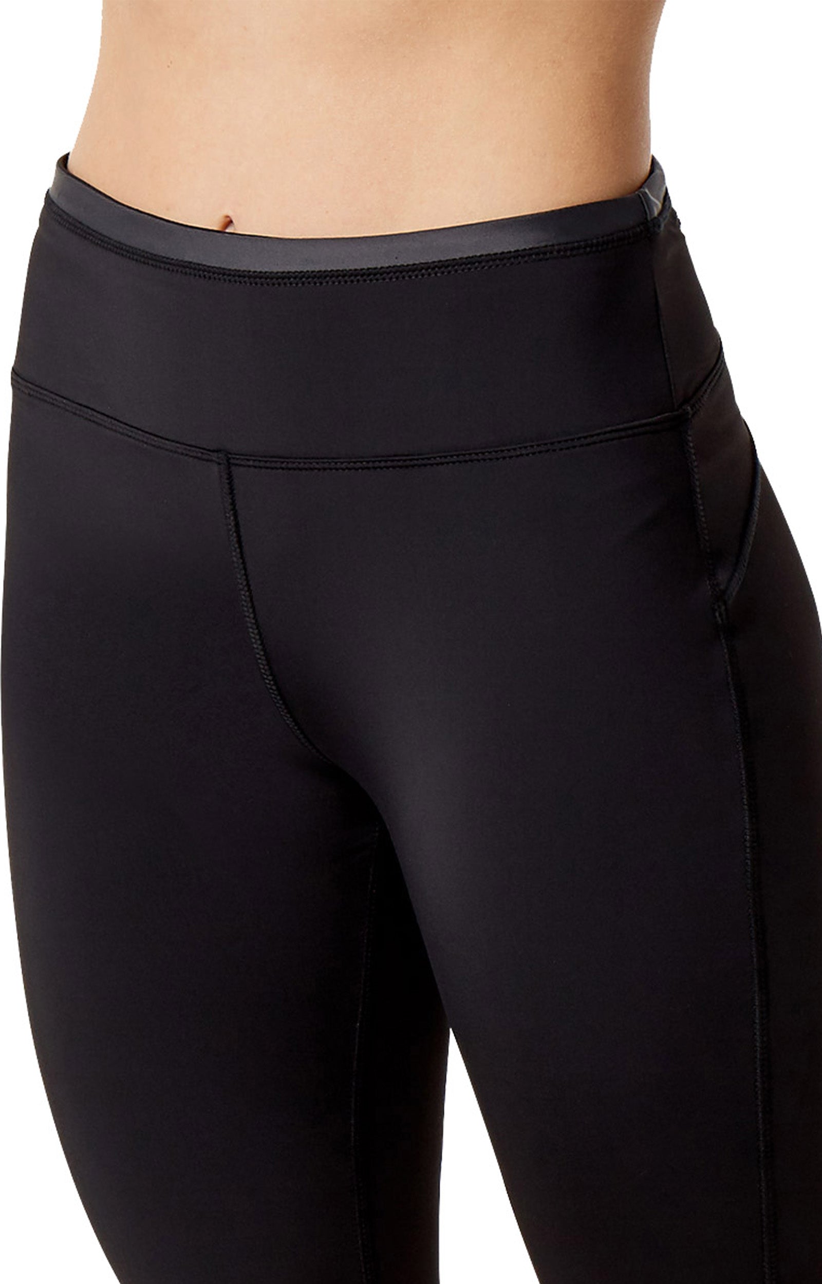 Close Up of the Women's Active Sport Swim Tights in Black|black