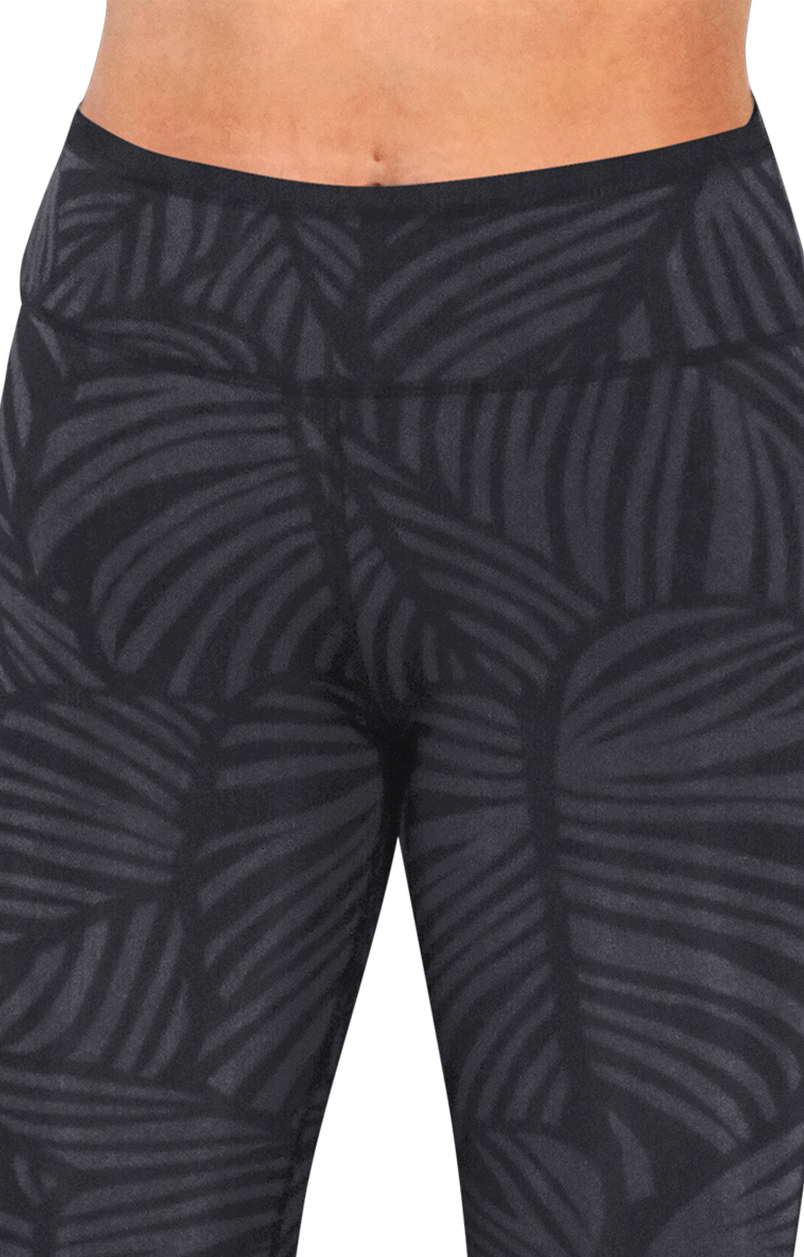 Close Up of the Women's Active Sport Swim Tights in Black Palma|black-palma