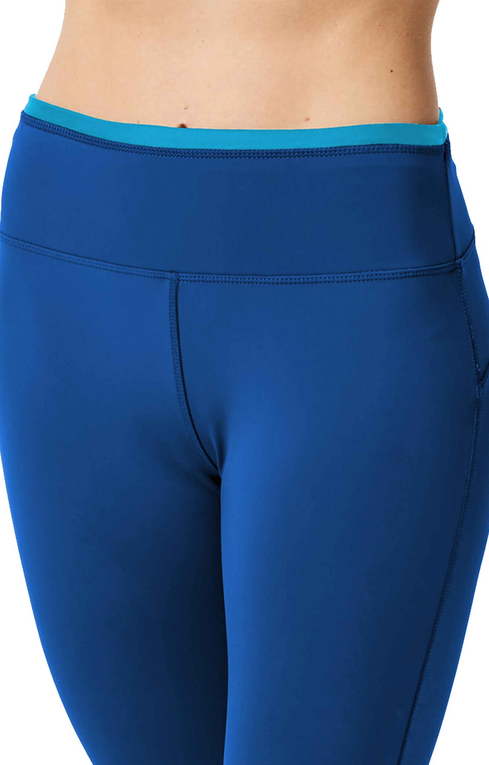 Close Up of the Women's Active Sport Swim Tights in Navy Blue|navy-blue