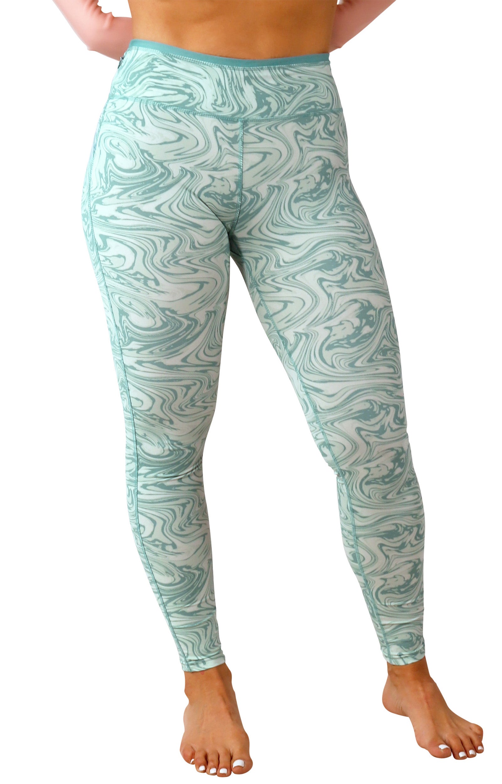 women's active sport swim leggingz in river marble|river-marble