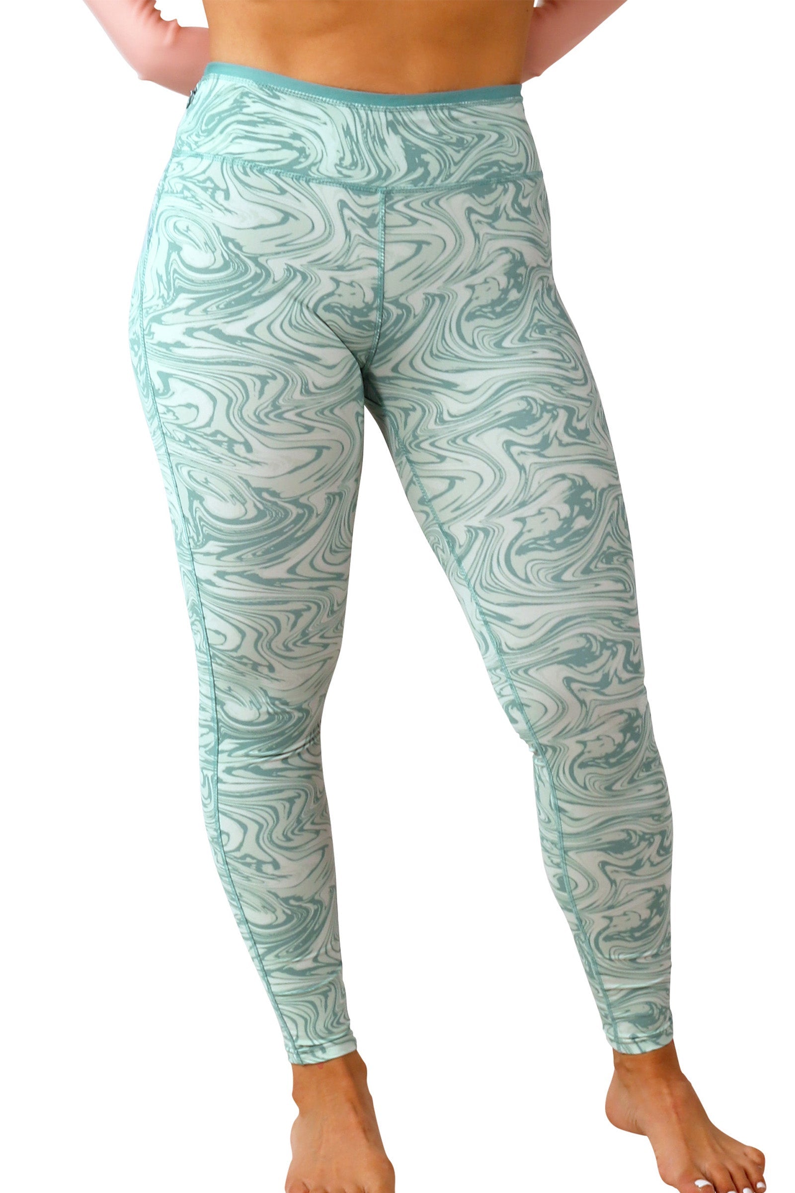 women's active sport swim leggingz in river marble|river-marble