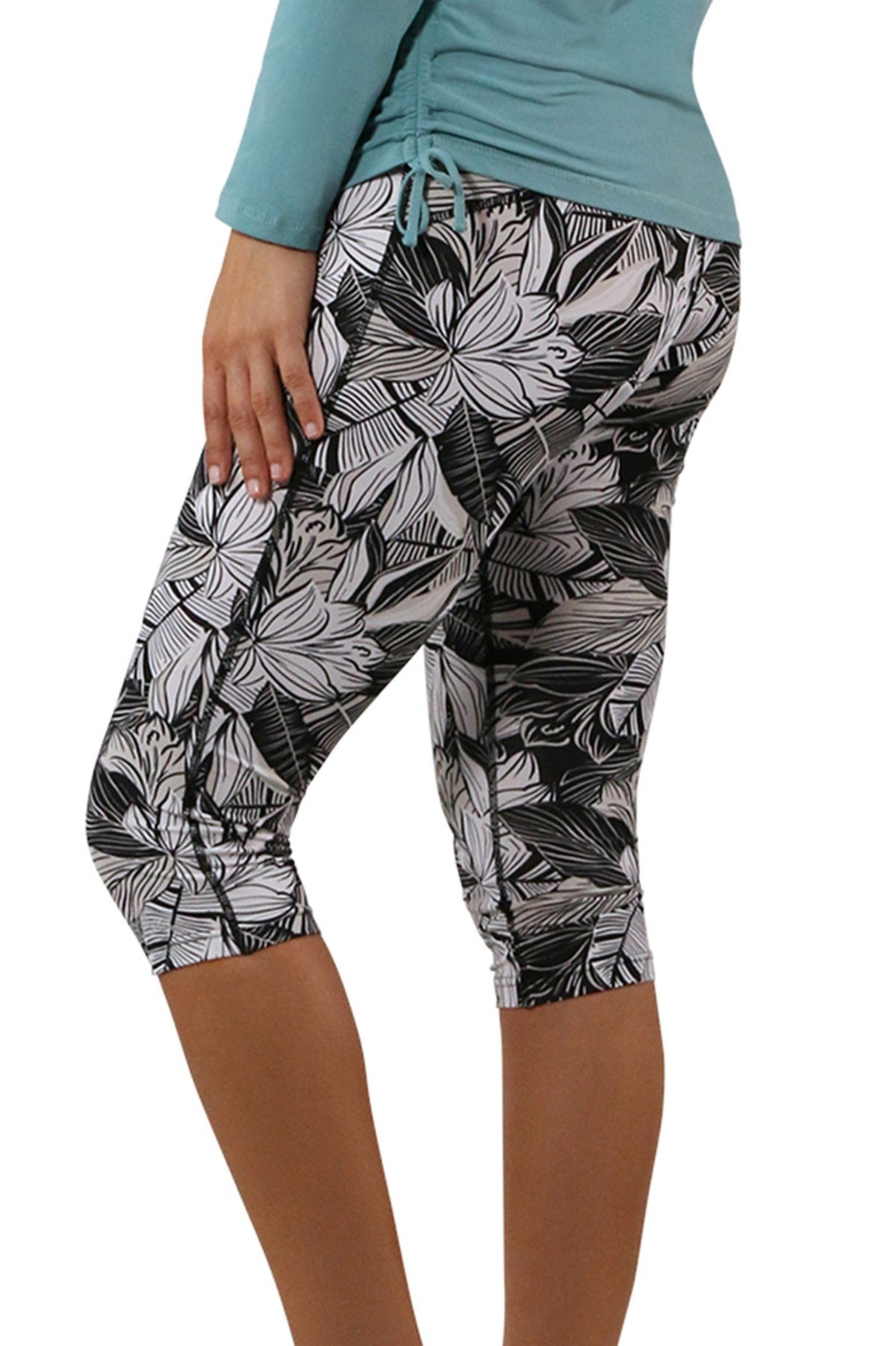 women active sport swim capris|woodblock-tropics