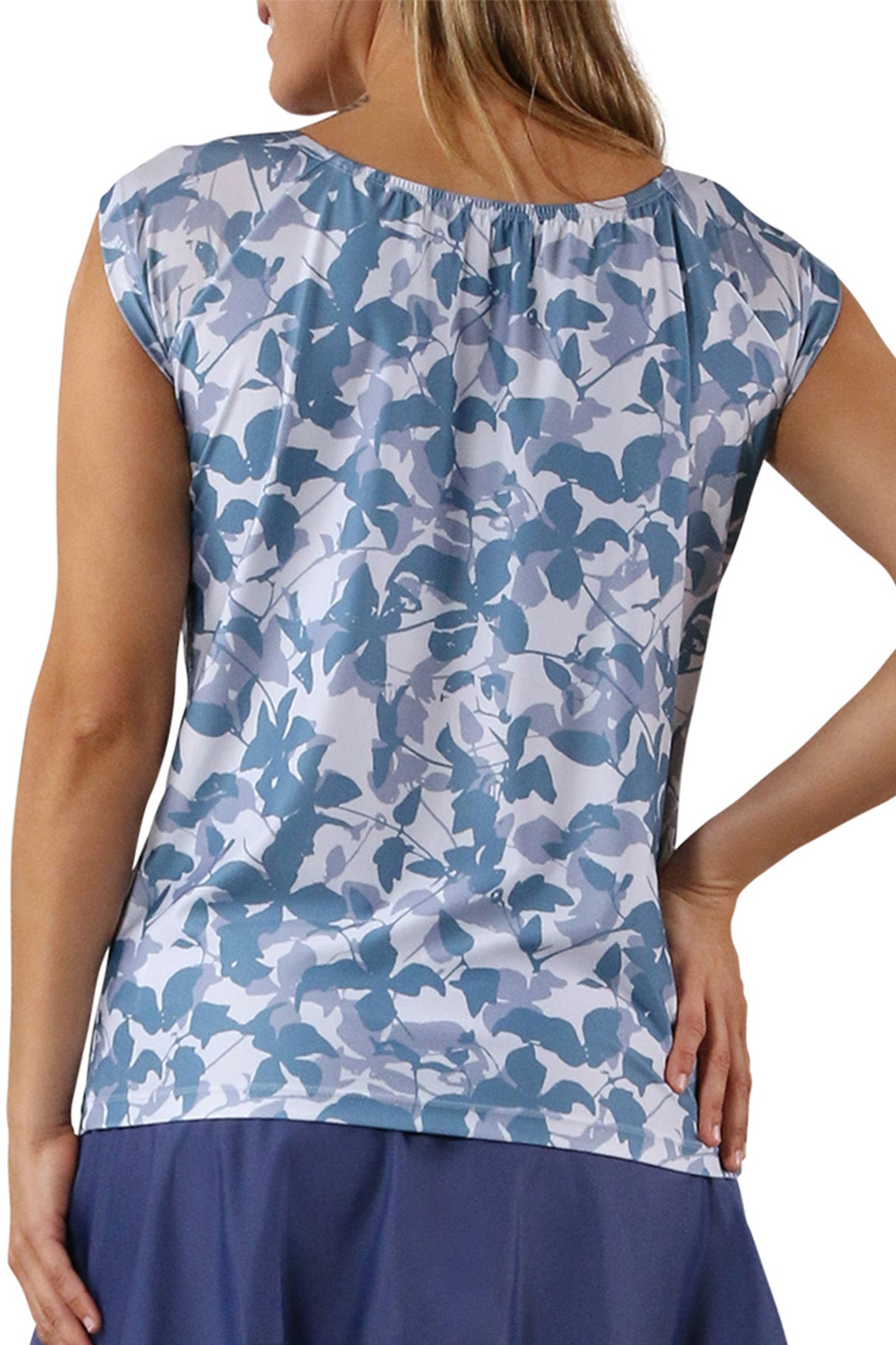 women cap sleeve swim tee|baltic-shadow-floral