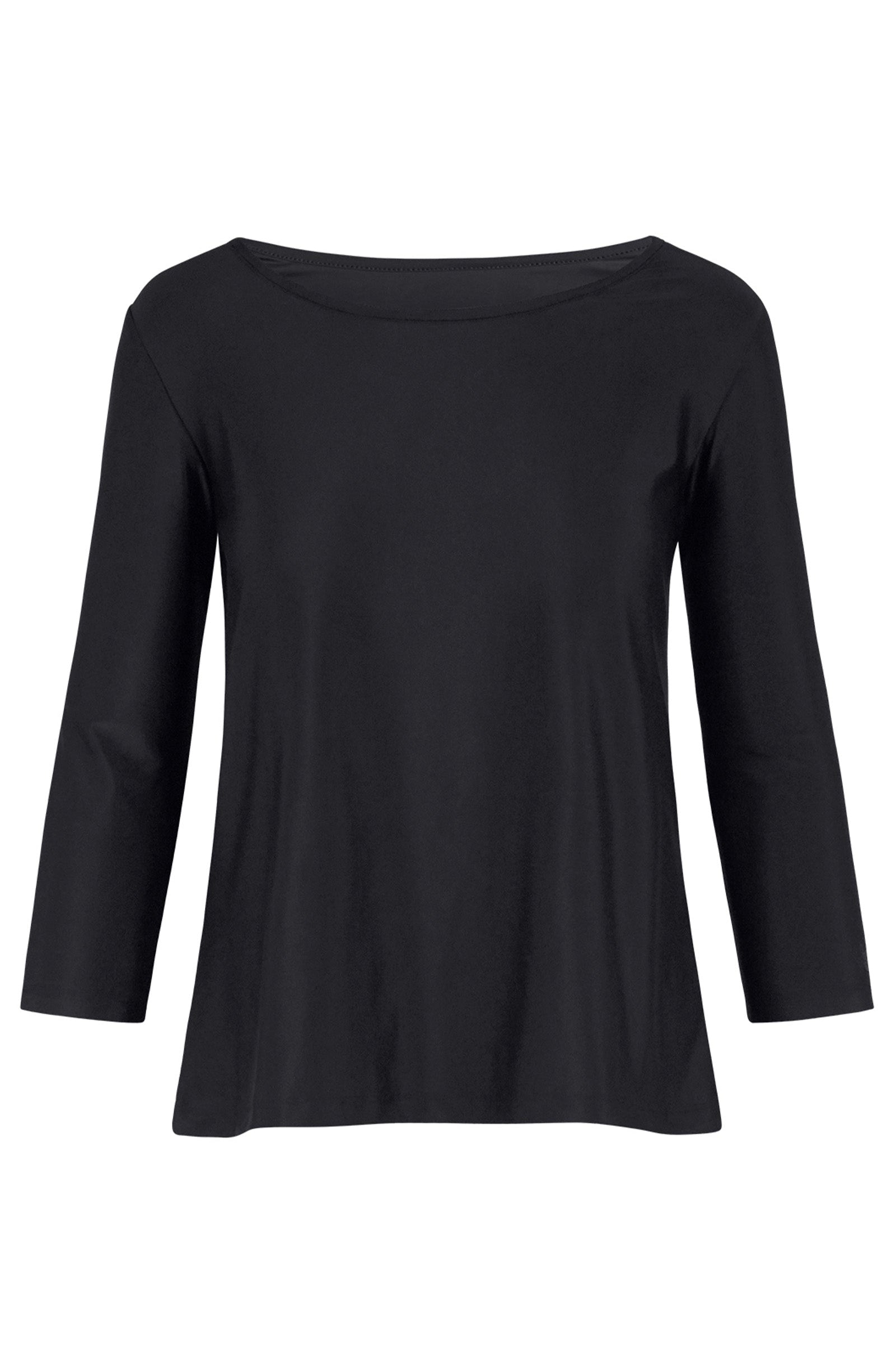 Women's 3/4 Sleeve Scoop Swing Top in Black|black