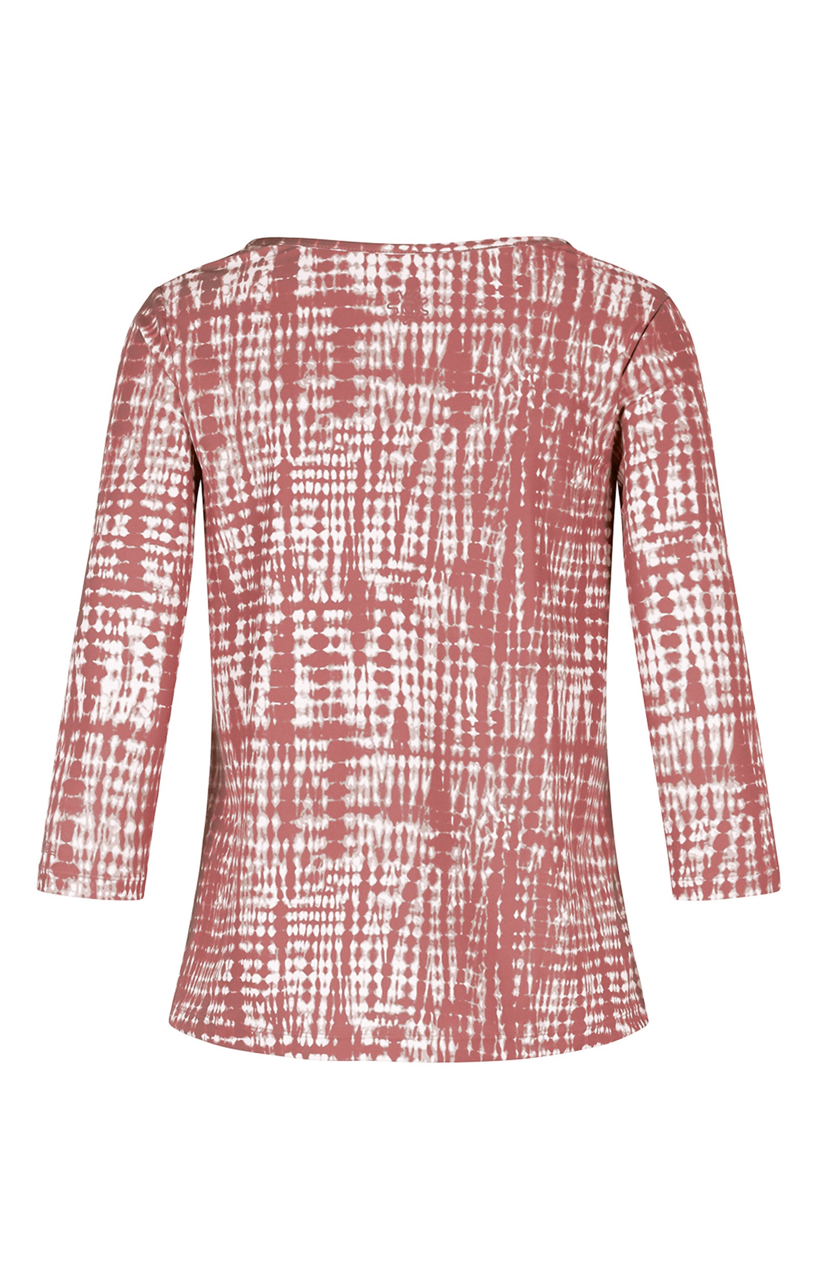Back of the Women's 3/4 Sleeve Scoop Swing Top in Canyon Tie Dye|canyon-tie-dye