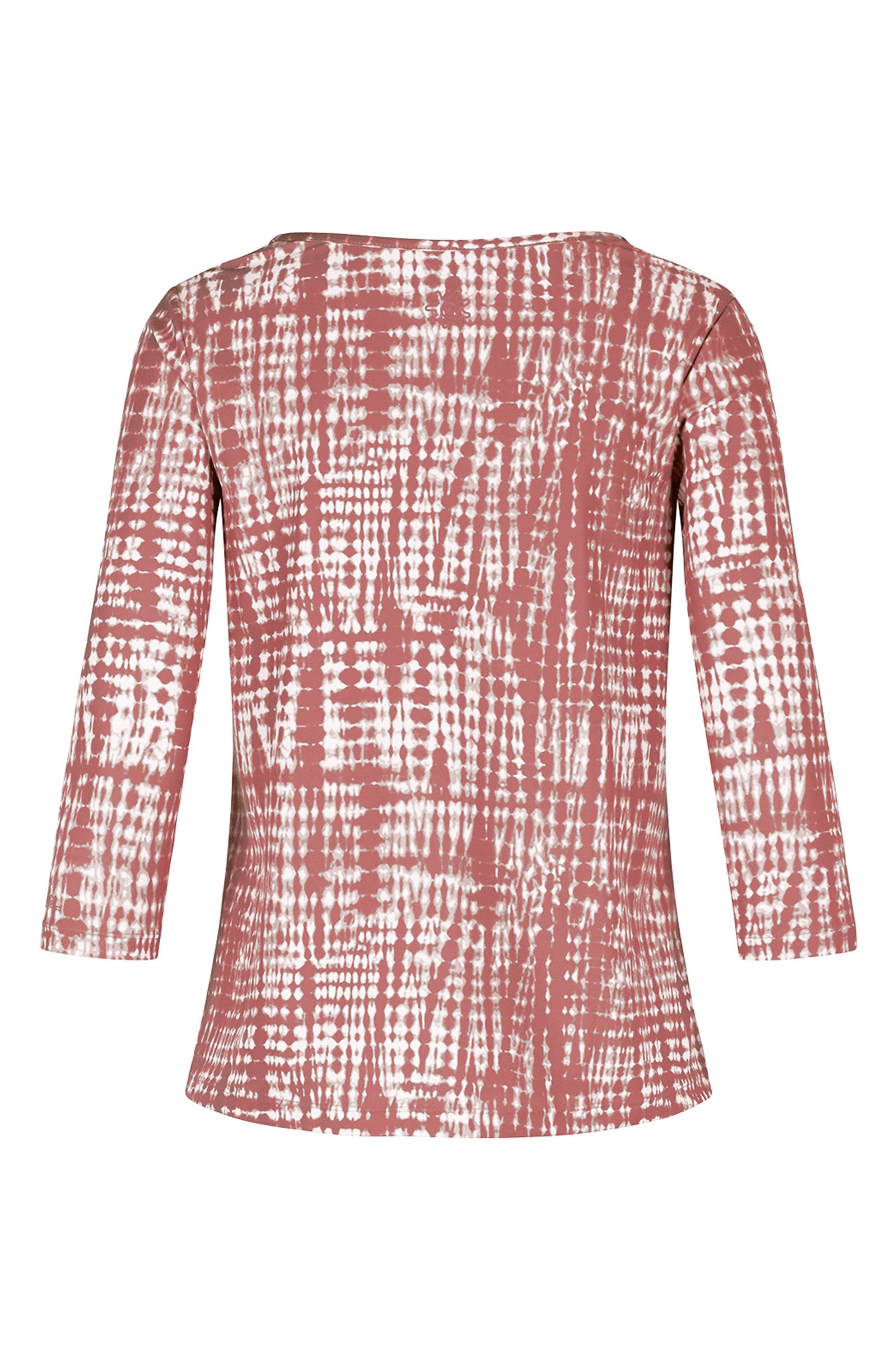 Back of the Women's 3/4 Sleeve Scoop Swing Top in Canyon Tie Dye|canyon-tie-dye