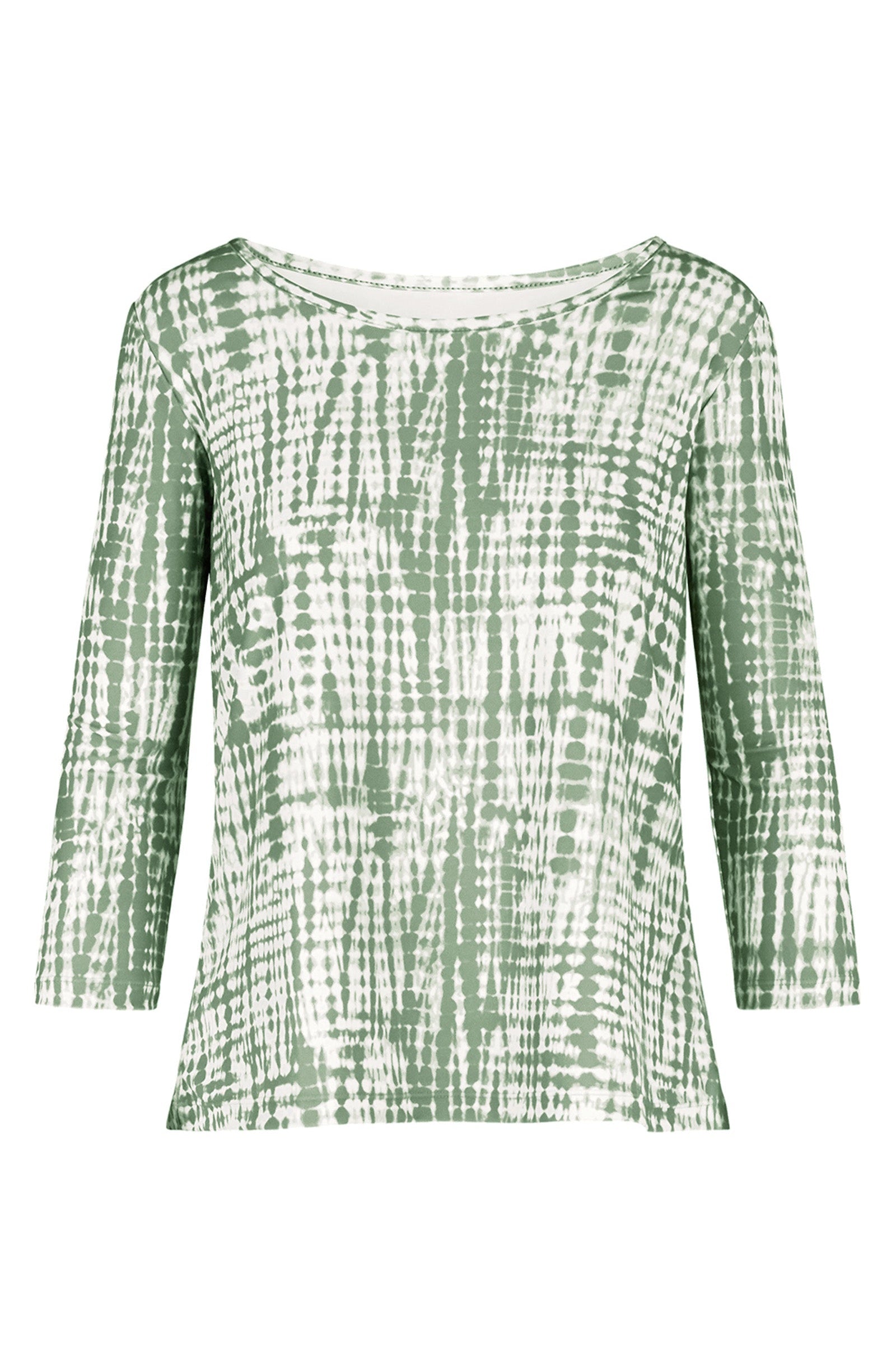 Women's 3/4 Sleeve Scoop Swing Top in Sage Tie Dye|sage-tie-dye