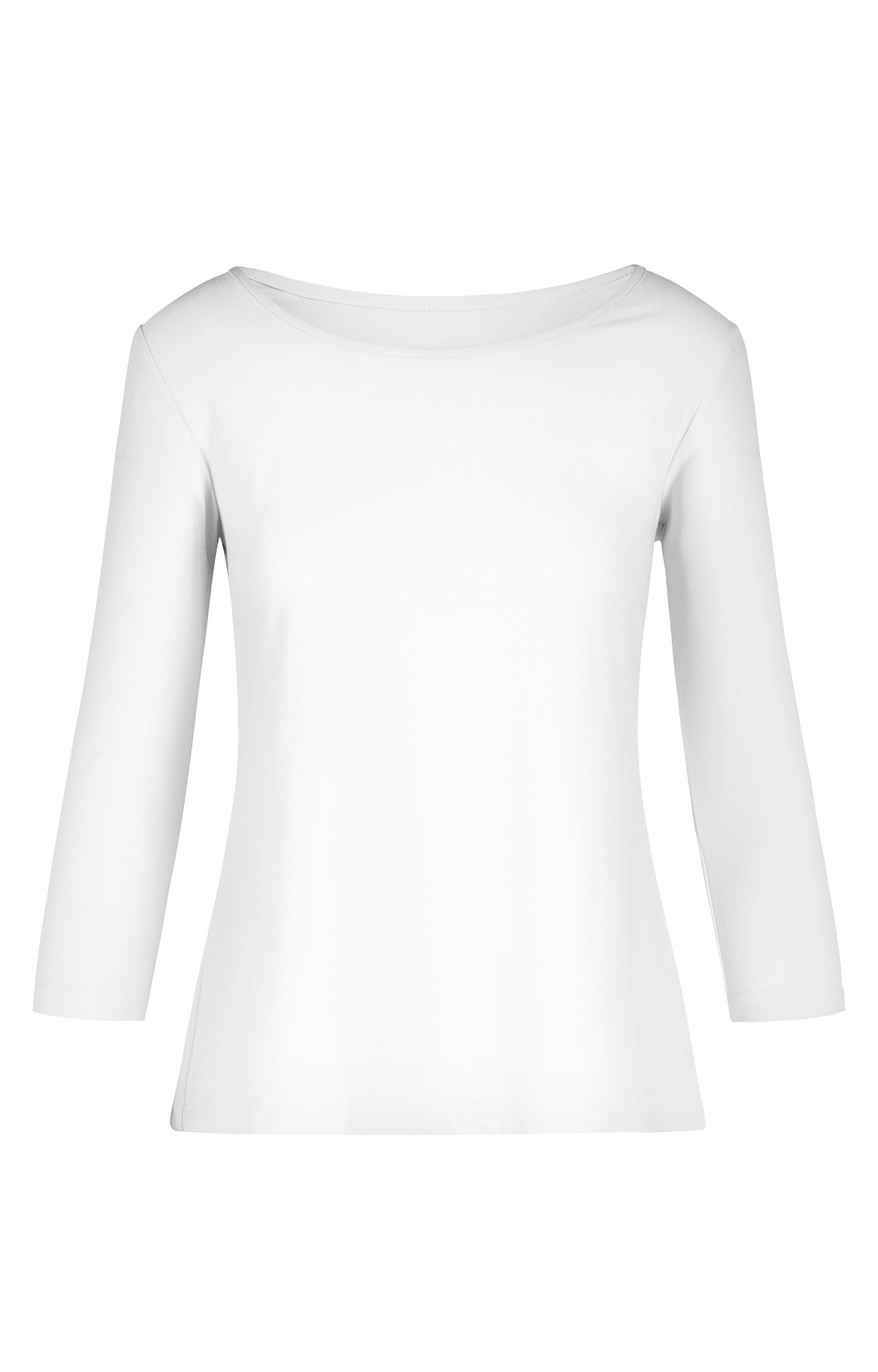 Women's 3/4 Sleeve Scoop Swing Top in White|white