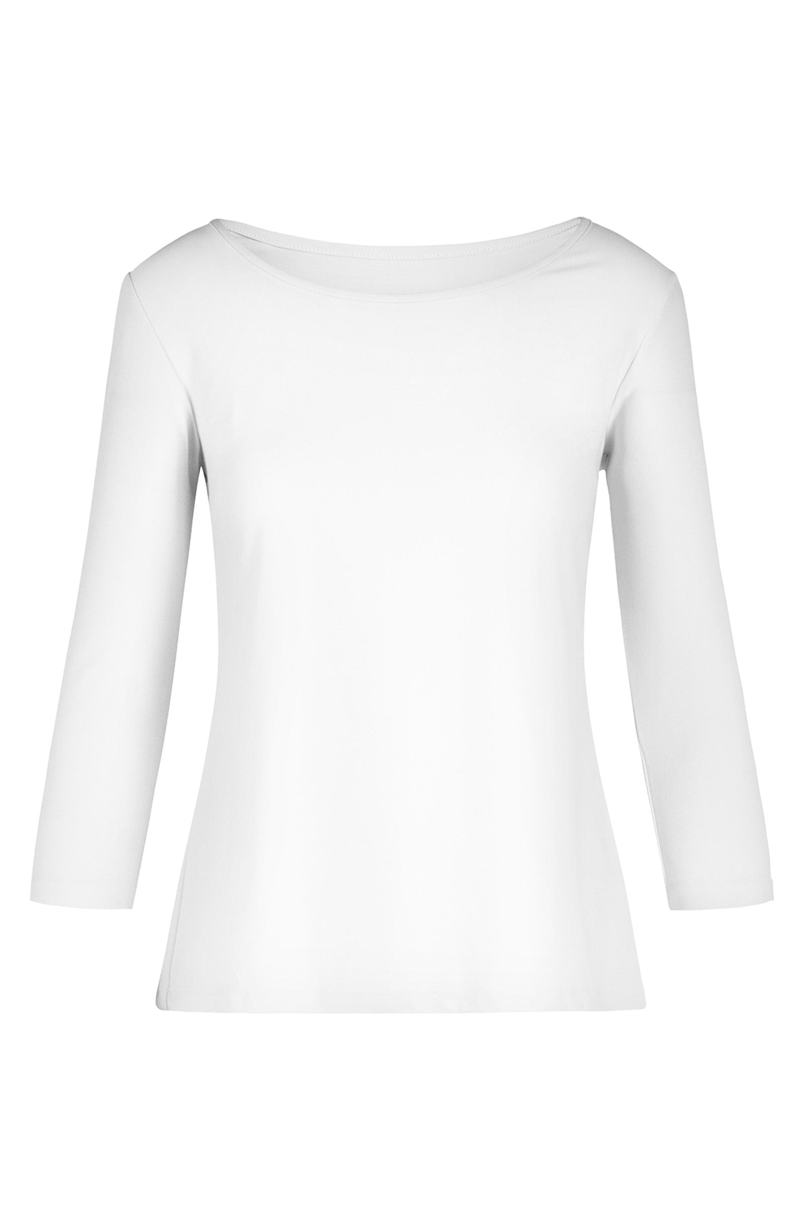 Women's 3/4 Sleeve Scoop Swing Top in White|white