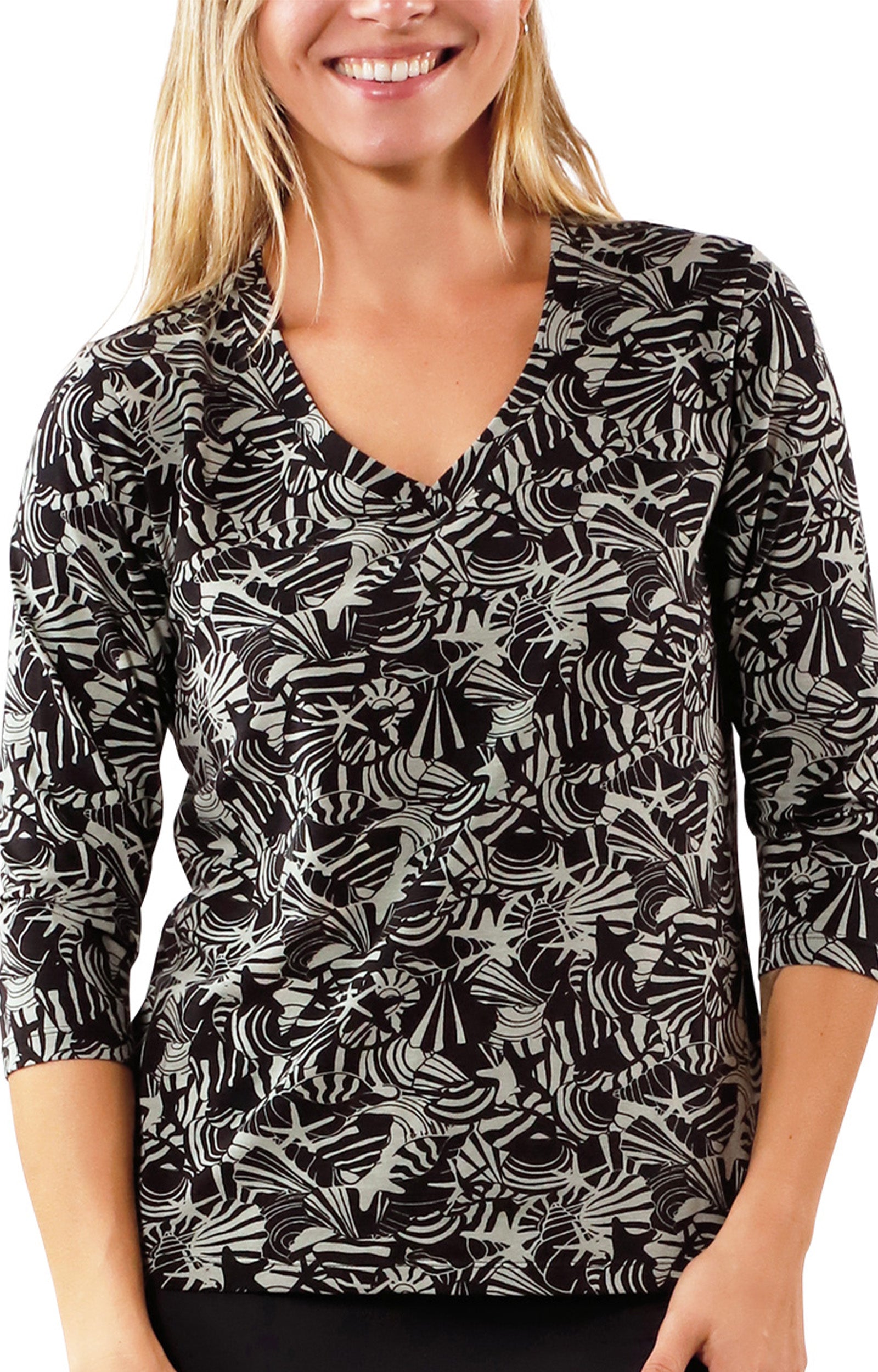 womens vneck r&r tee in shadow shells|shadow-shells