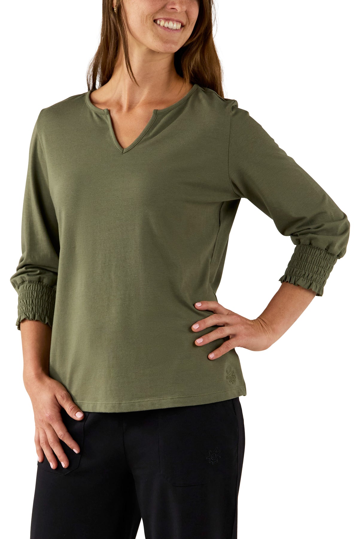Women's 3/4 Sleeve Notch Neck Top