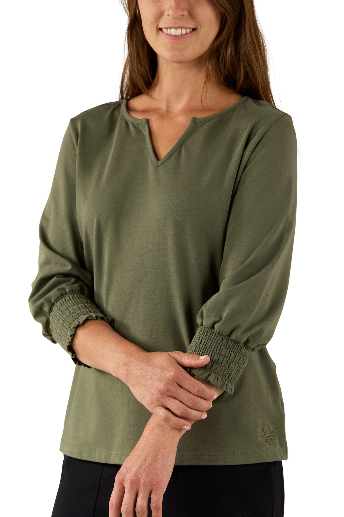Women's 3/4 Sleeve Notch Neck Top