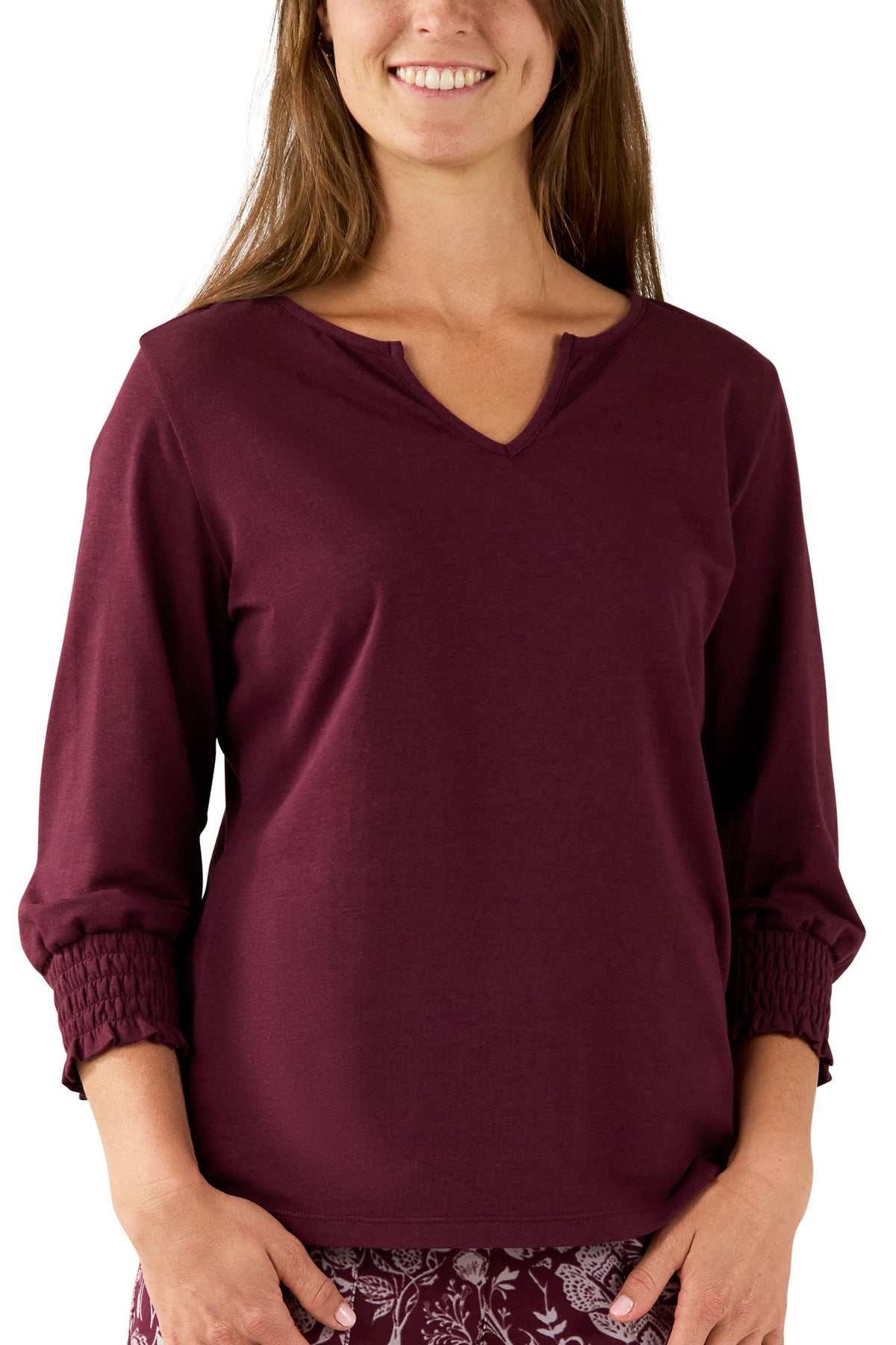 Women's 3/4 Sleeve Notch Neck Top