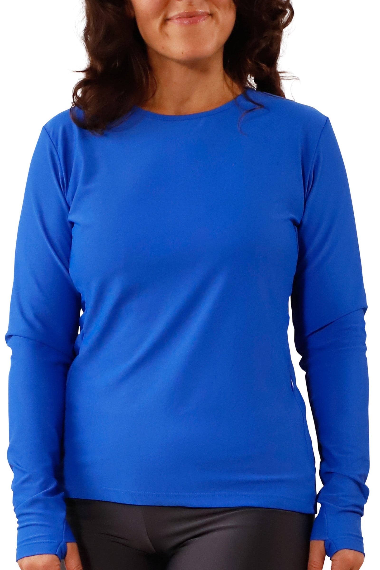 women's long sleeve crew swim shirt in deep sea|deep-sea