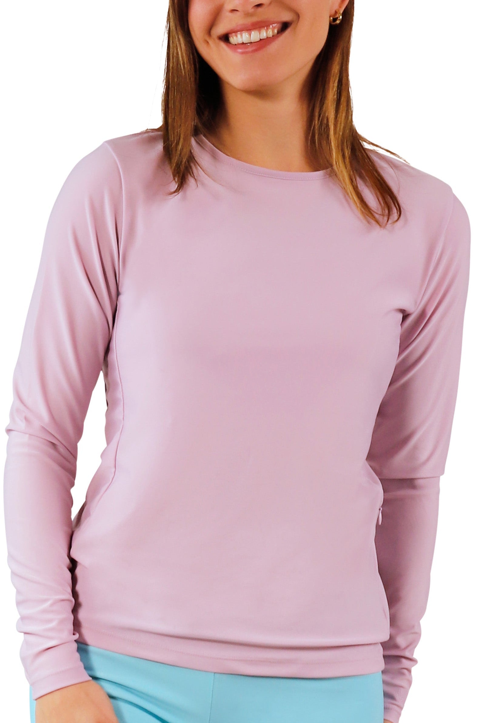 womens long sleeve crew sun and swim shirt in lotus|lotus