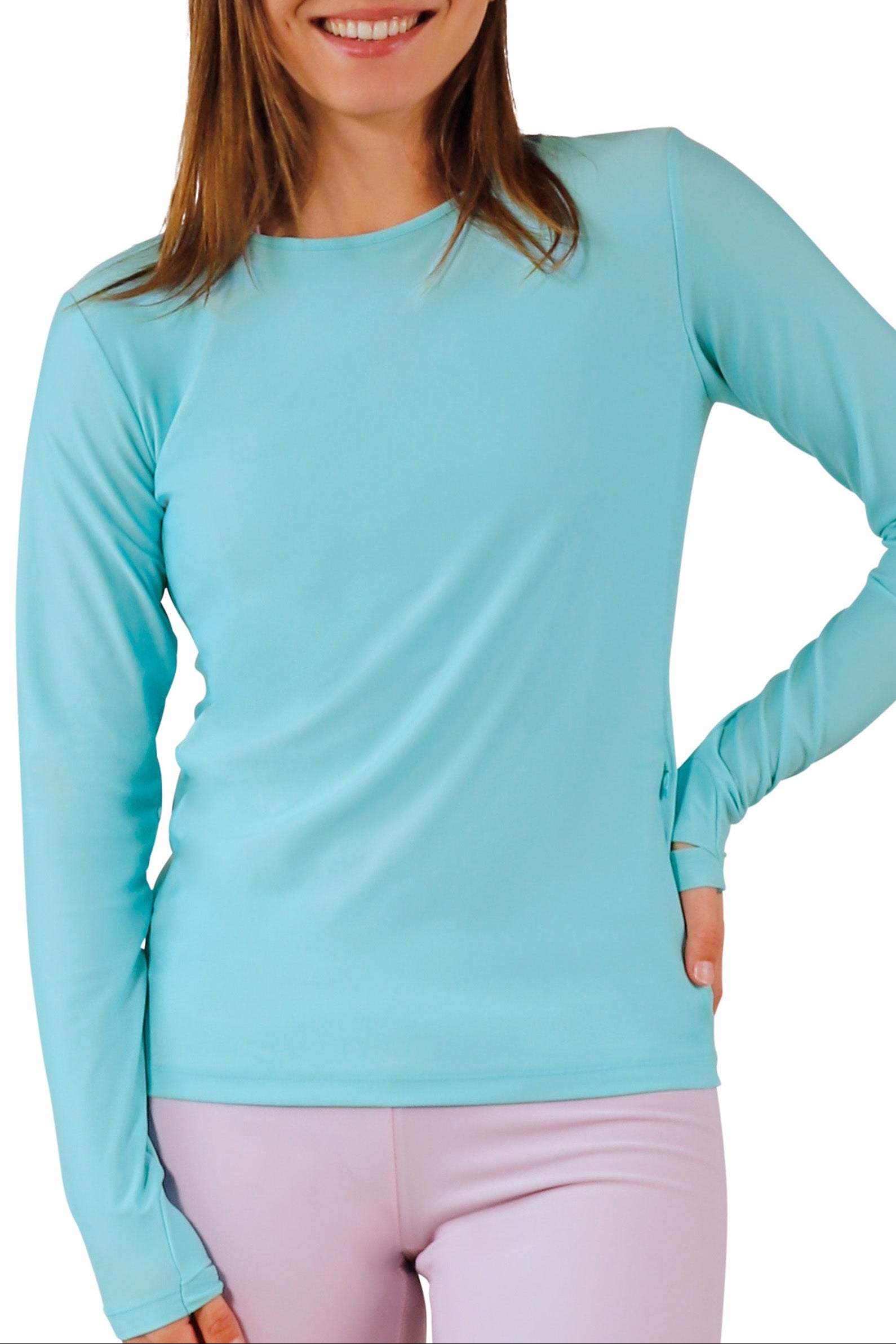 womens long sleeve crew sun and swim shirt in skyline|skyline