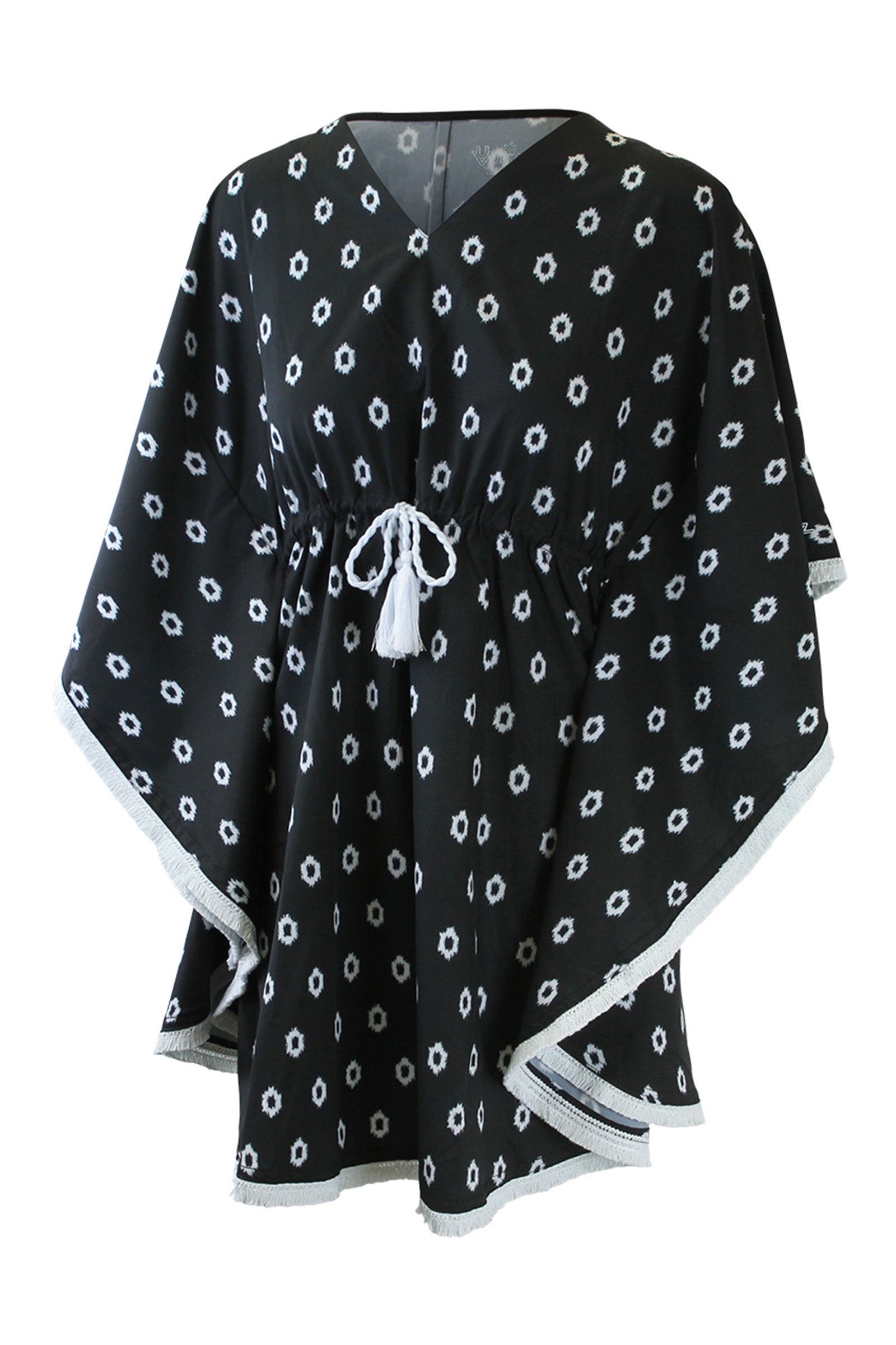 women's kaftan cover up in black boho dot|black-boho-dot