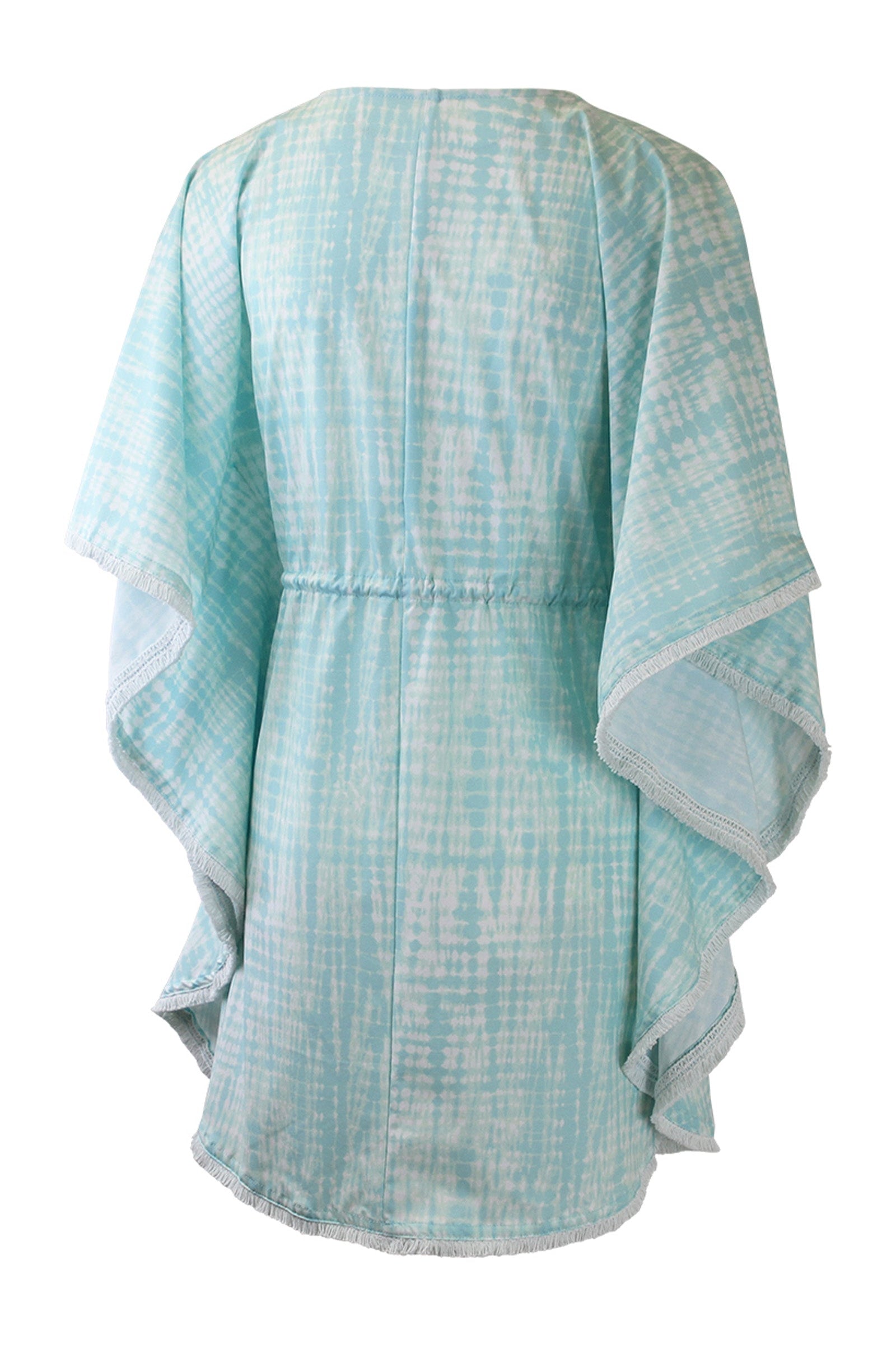 back of the women's kaftan cover up in glacier tie dye|glacier-tie-dye