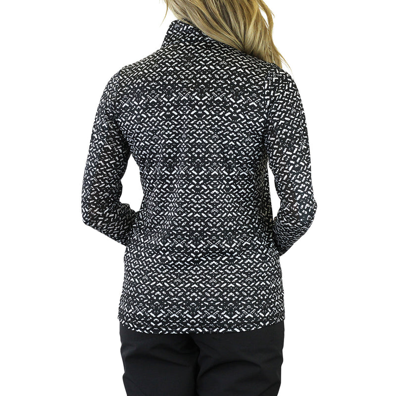 Back of the Women's Quarter Zip Vented Sun Shirt in Optical Illusion|optical-illusion