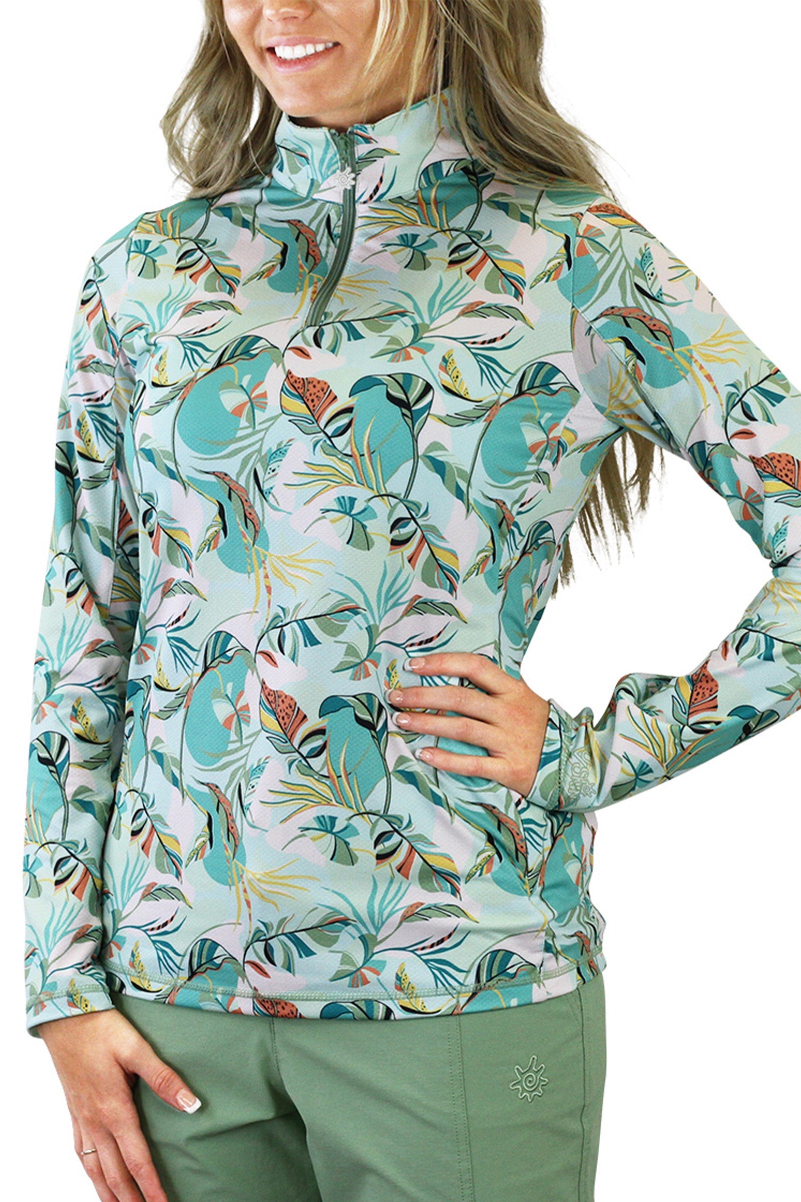 Women's Quarter Zip Vented Sun Shirt in Stella Breeze|stella-breeze