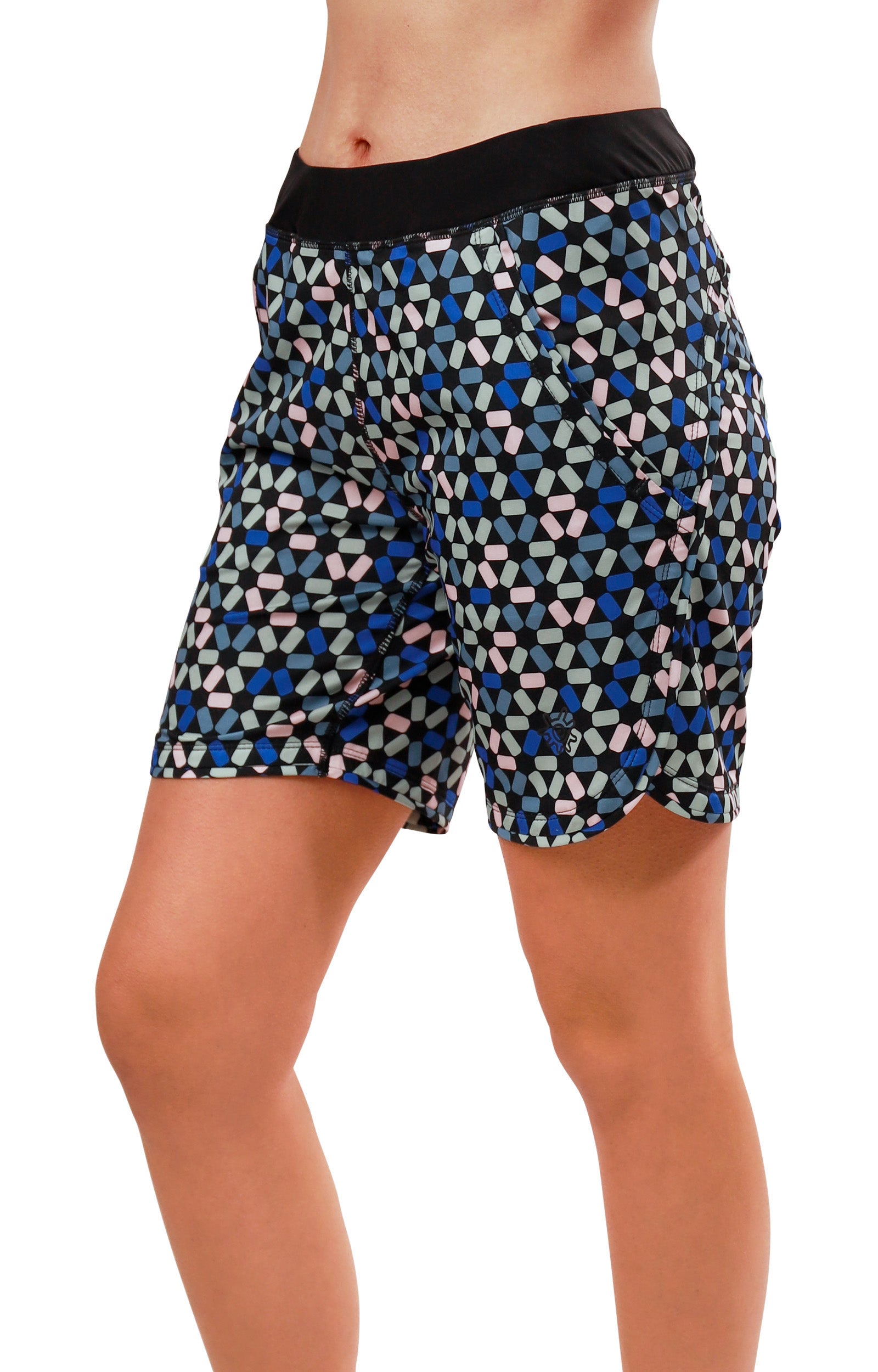 womens hybrid active shorts in geo stars|geo-stars