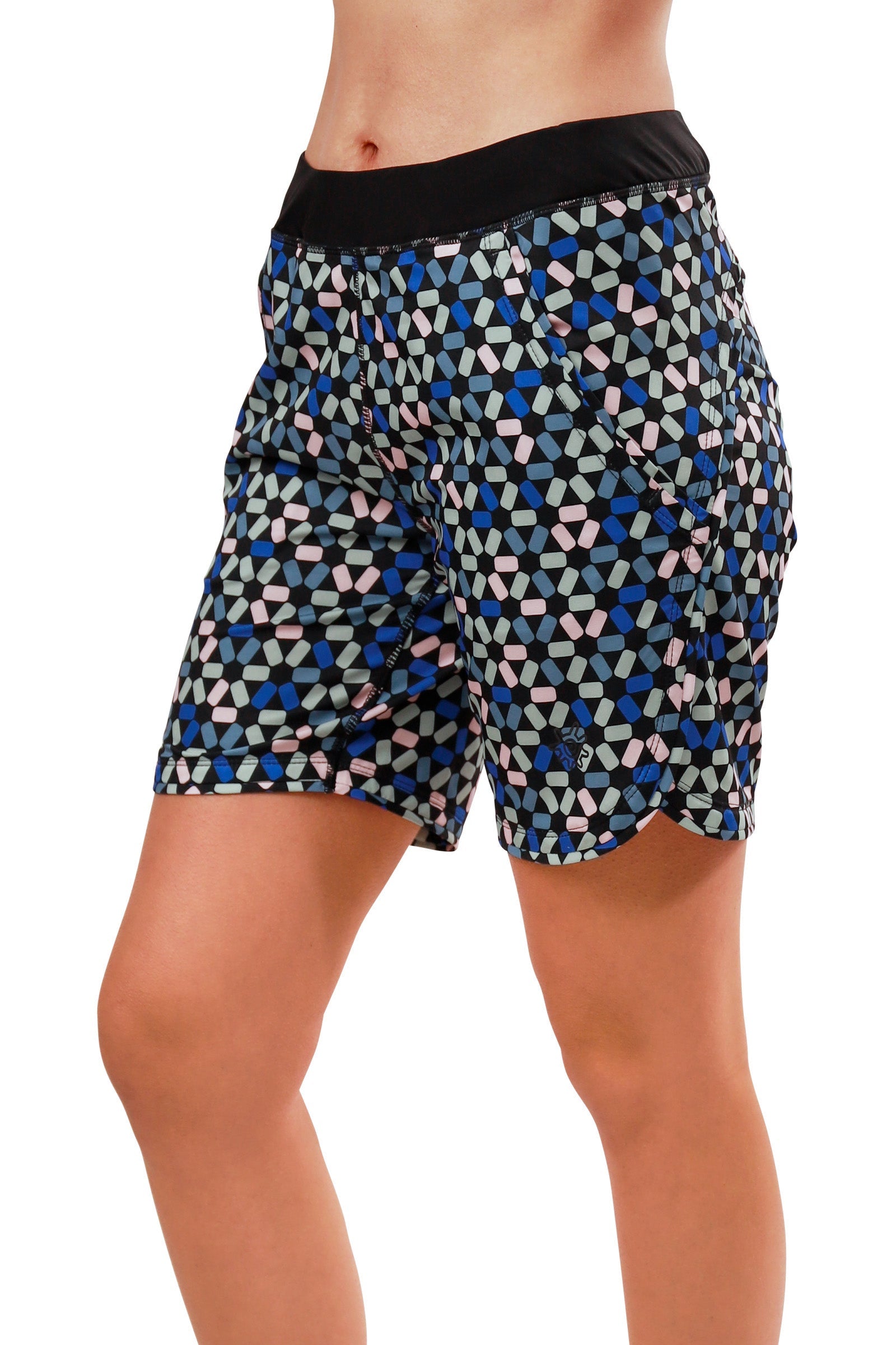 womens hybrid active shorts in geo stars|geo-stars