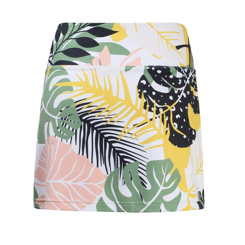 Back View of the Women's Travel Skort in Forest Botanical|forest-botanical