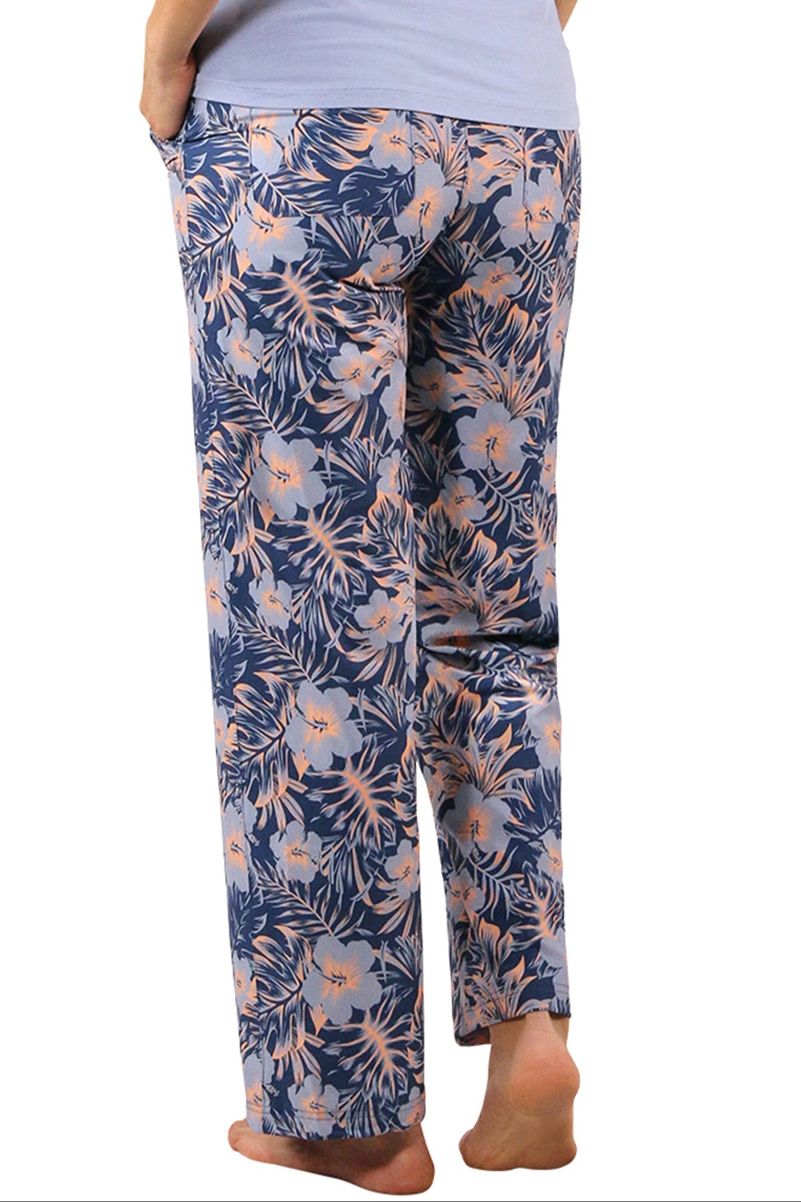 Women's Travel Pants in Washed Navy Paradise Front View|washed-navy-paradise