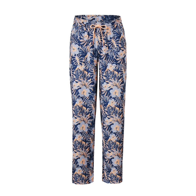 Women's Travel Pants in Washed Navy Paradise Front View|washed-navy-paradise