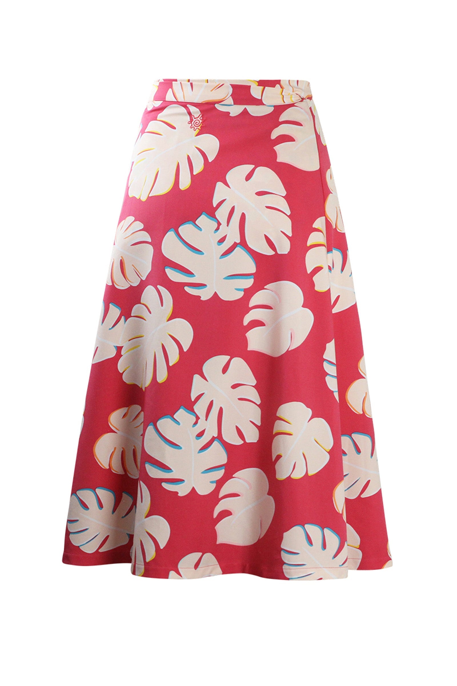 Back View of the Women's Wrap Skirt in Berry Flora|berry-flora