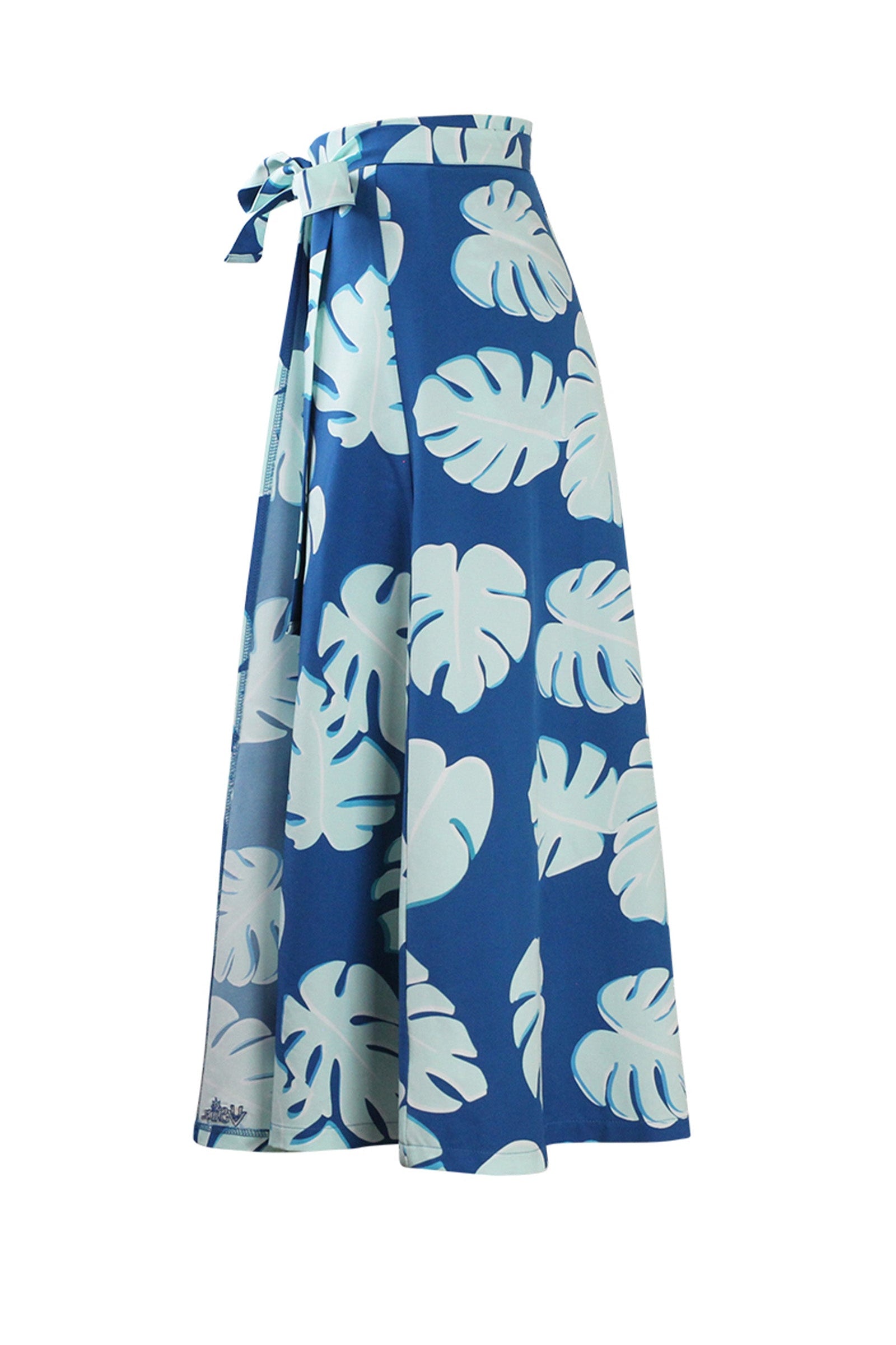 Side View of the Women's Wrap Skirt in Mykonos Flora|mykonos-flora