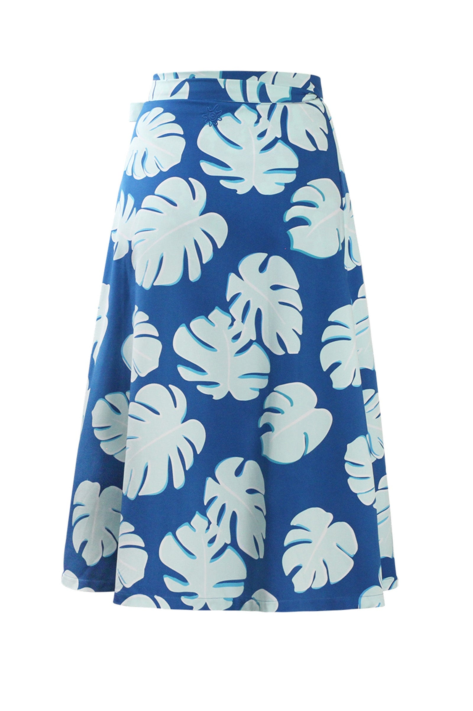 Back View of the Women's Wrap Skirt in Mykonos Flora|mykonos-flora