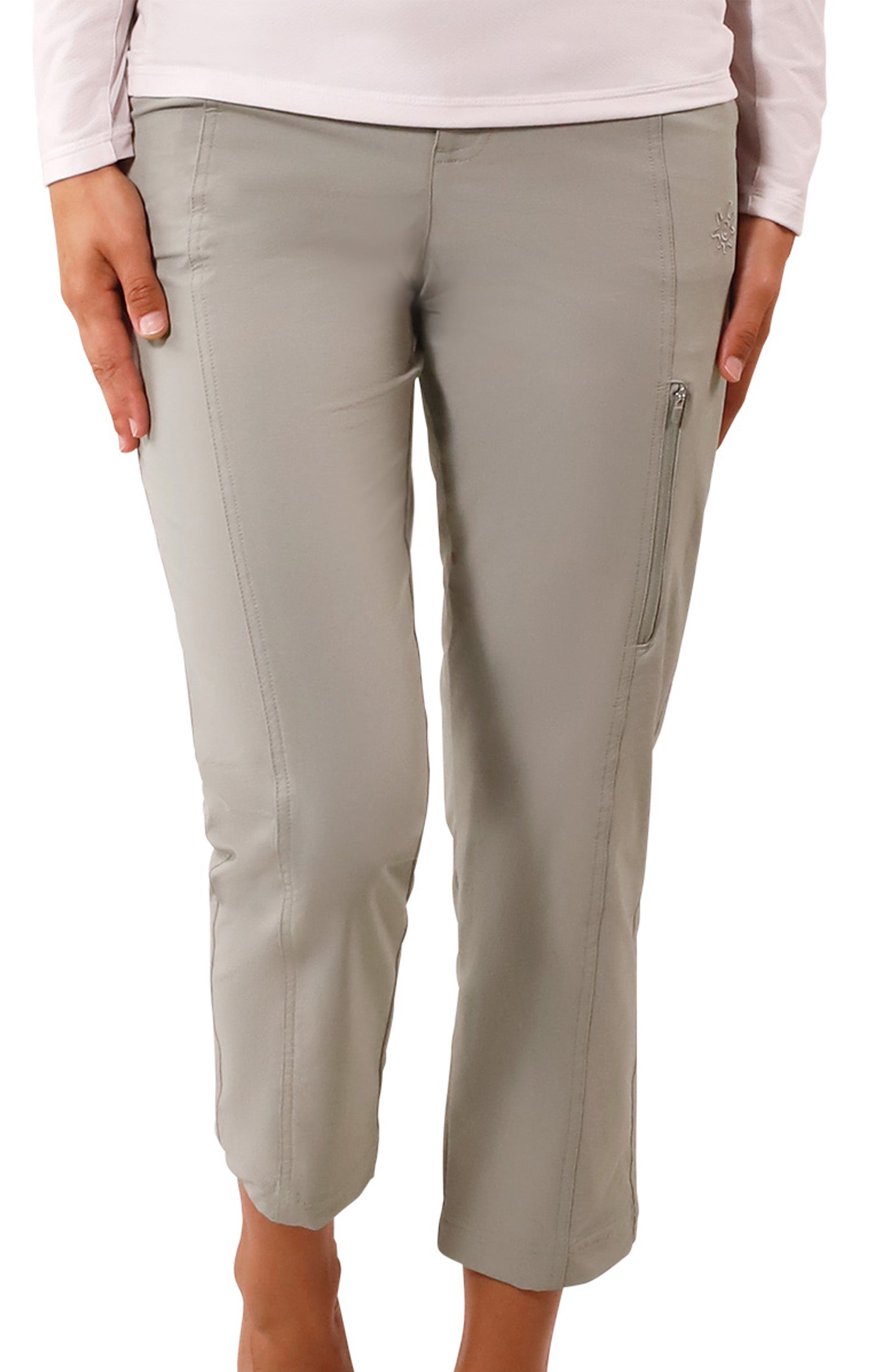 woman in walking capris in agave|agave