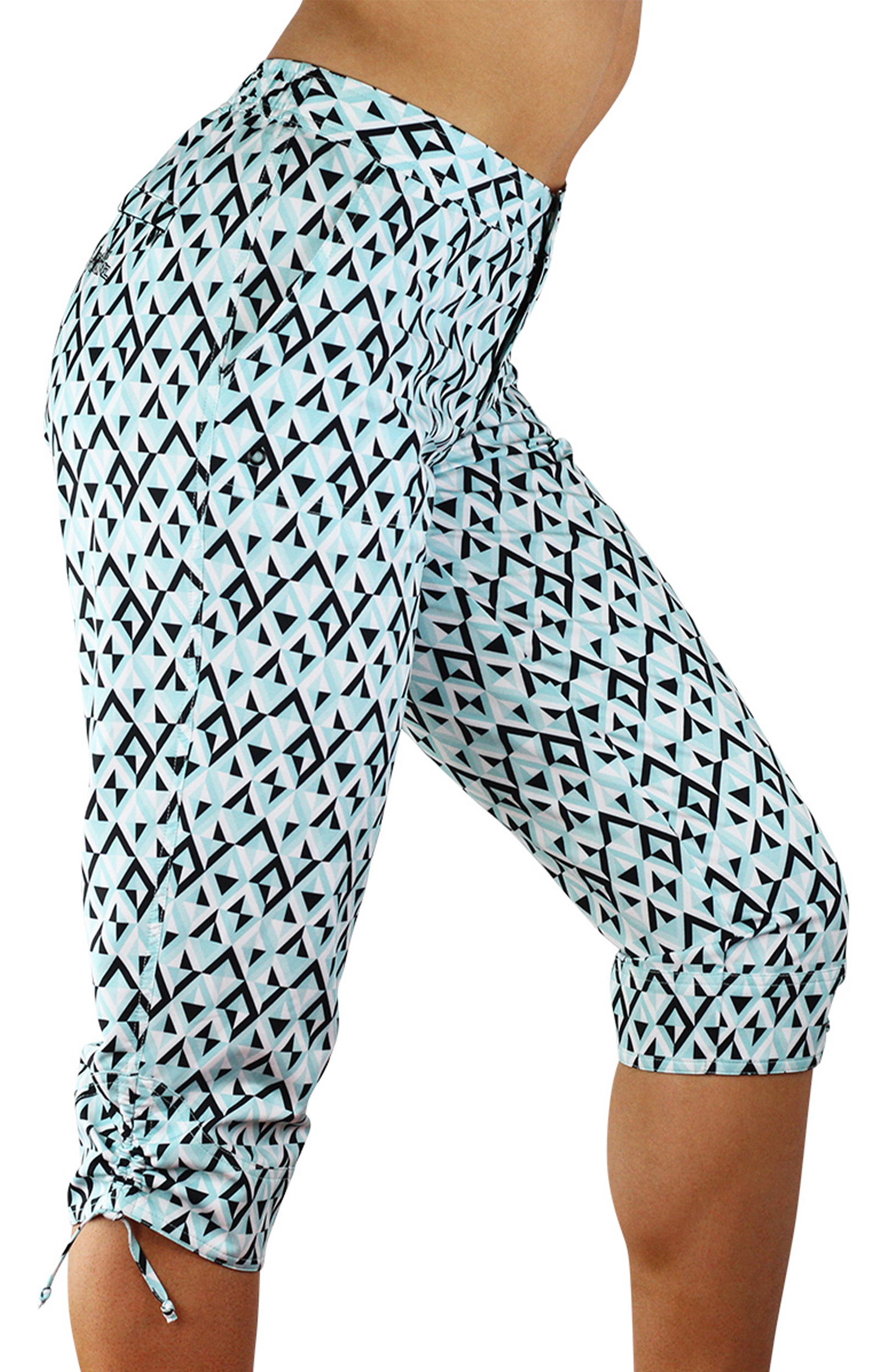 Side View of the Women's Beach Capris in Black Jewels|black-jewels