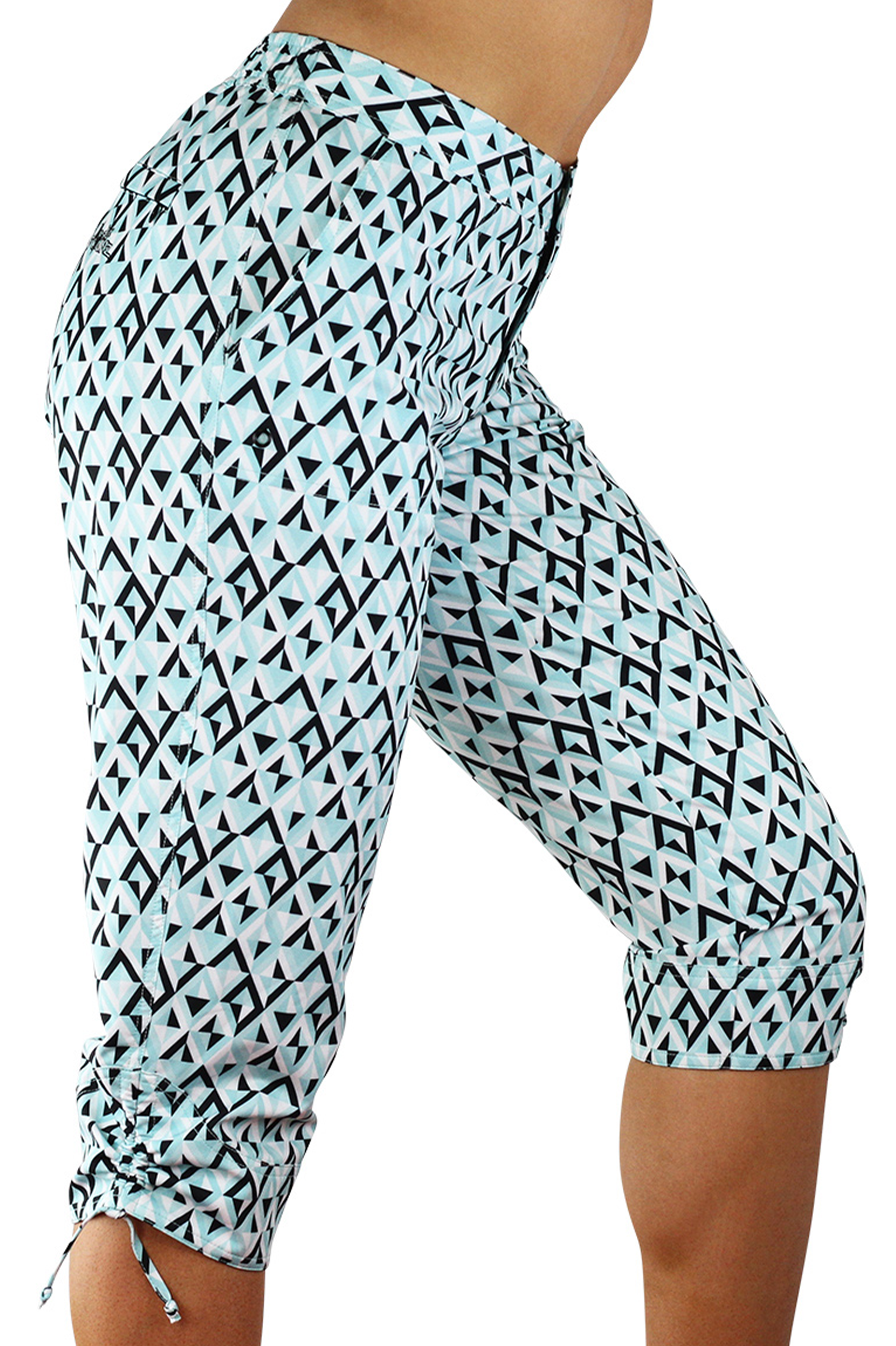 Side View of the Women's Beach Capris in Black Jewels|black-jewels