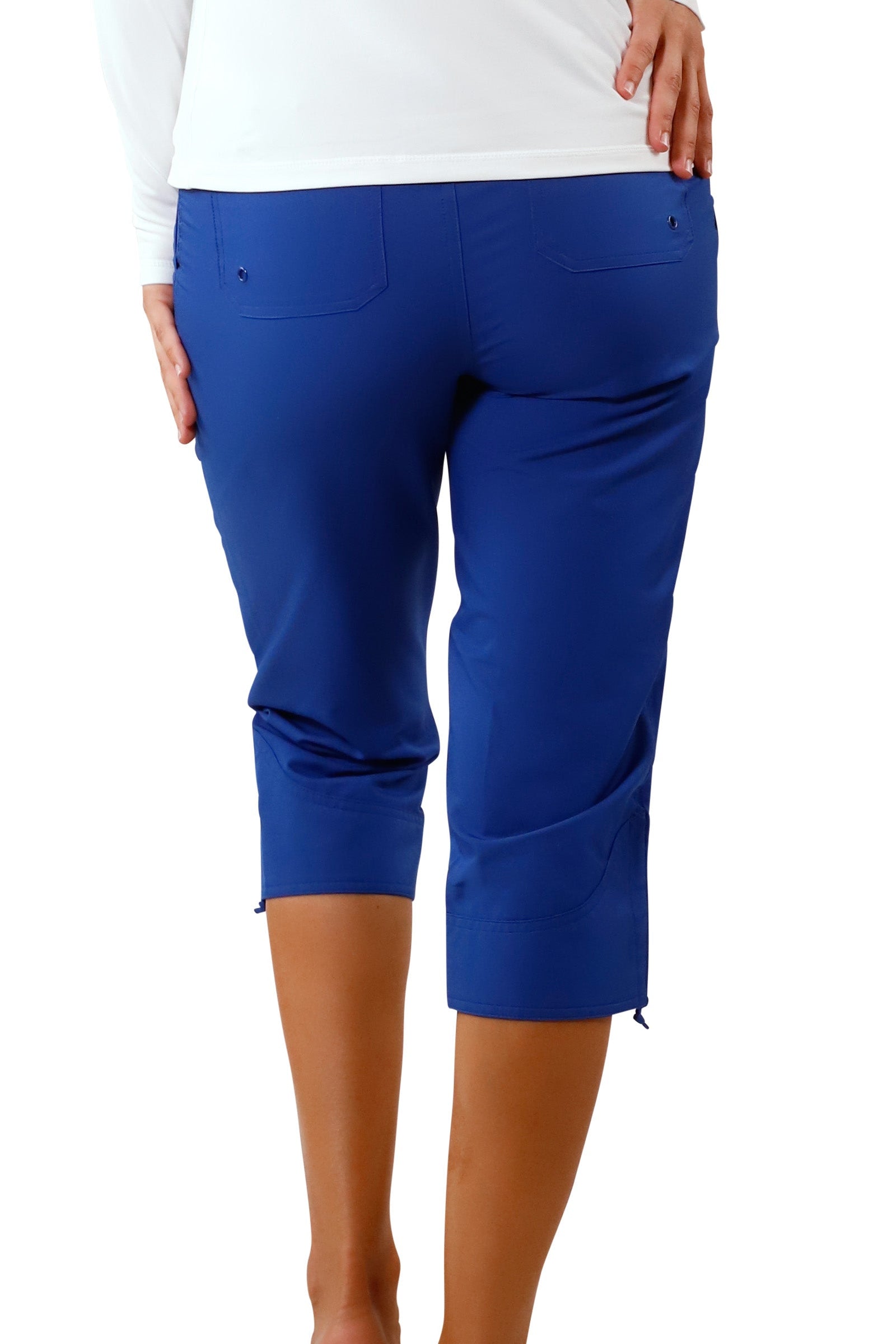 Women's back Beach Capris in Navy Blue|navy-blue