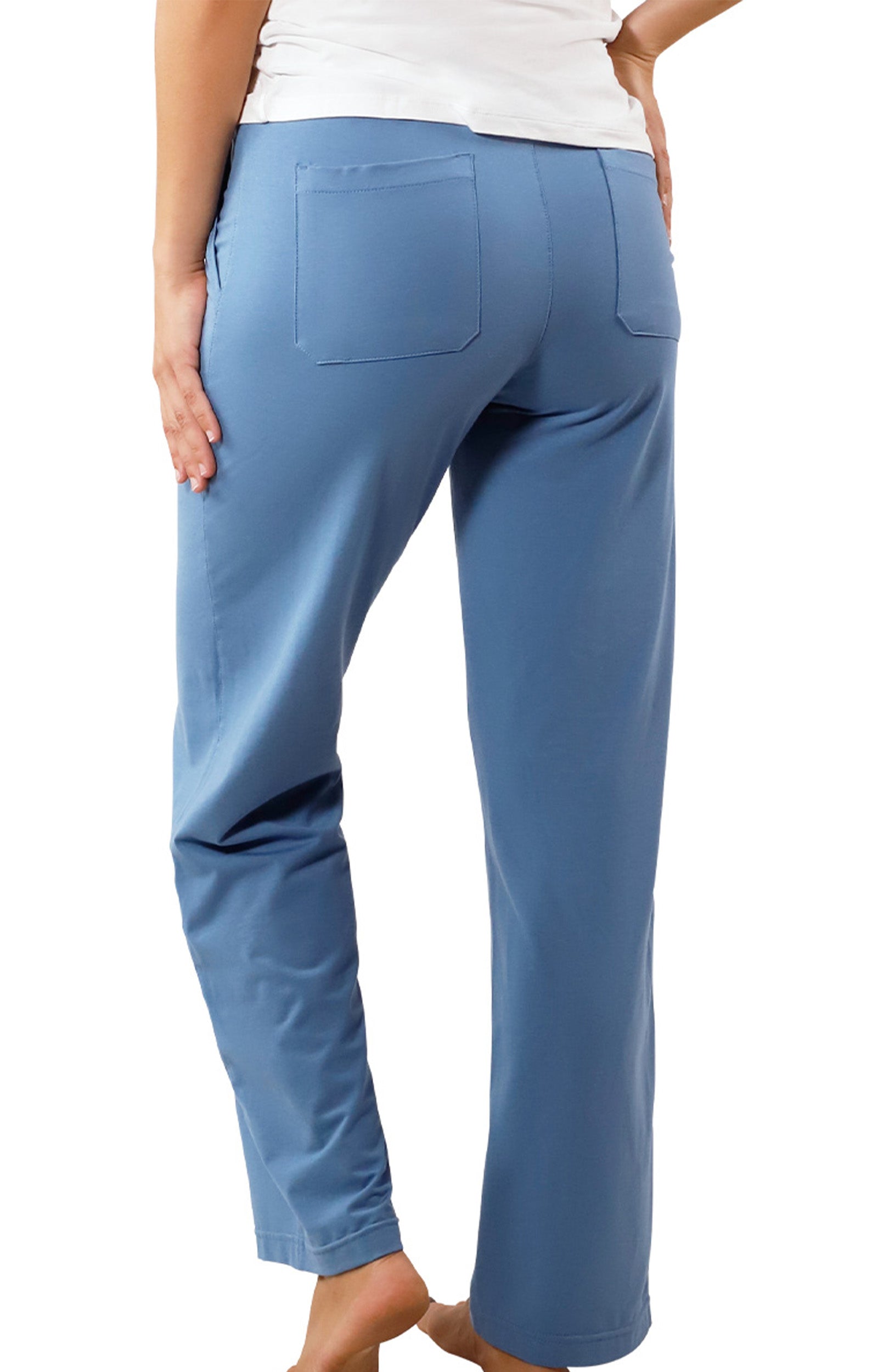 back view of womens walking capris in baltic|baltic