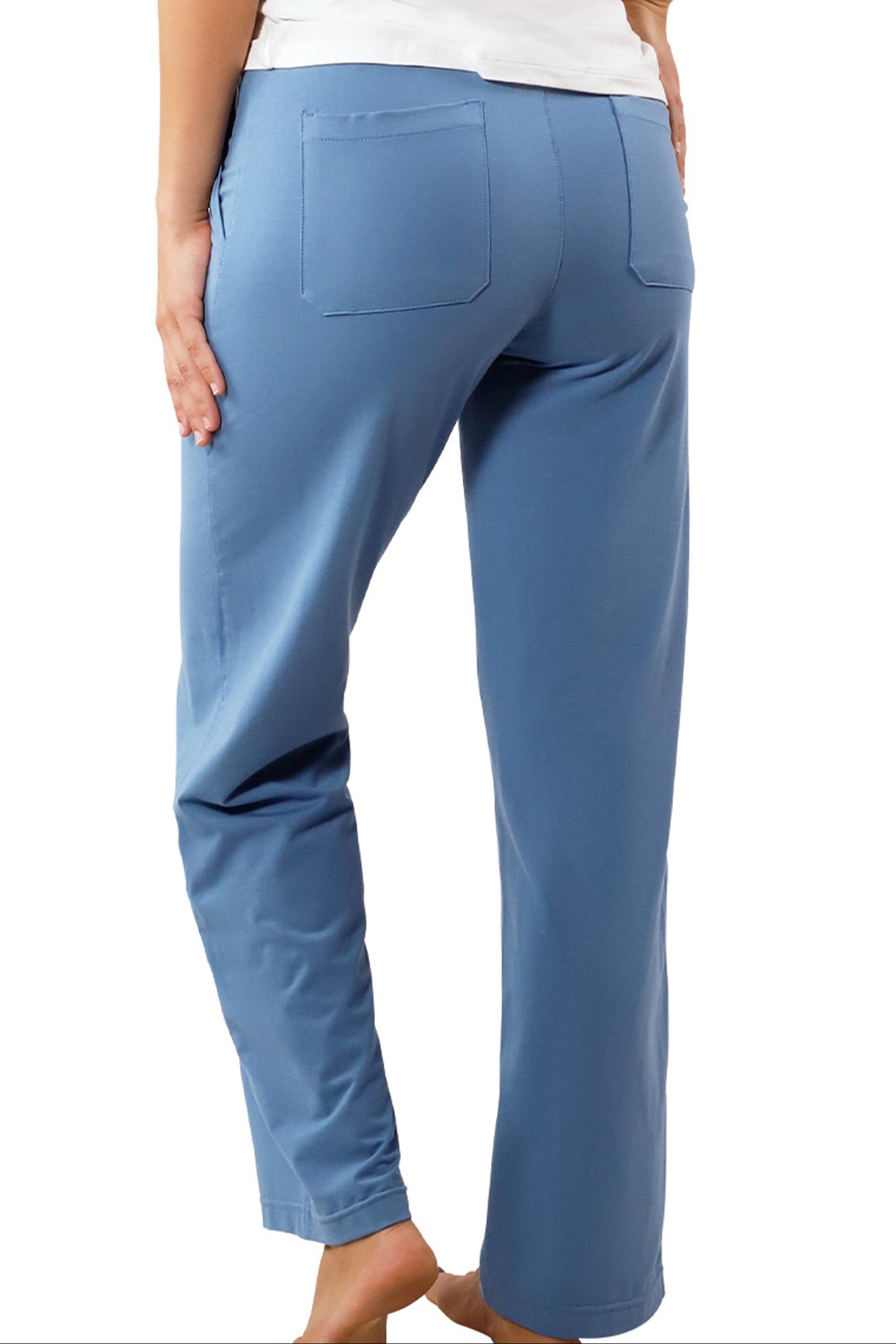 back view of womens walking capris in baltic|baltic
