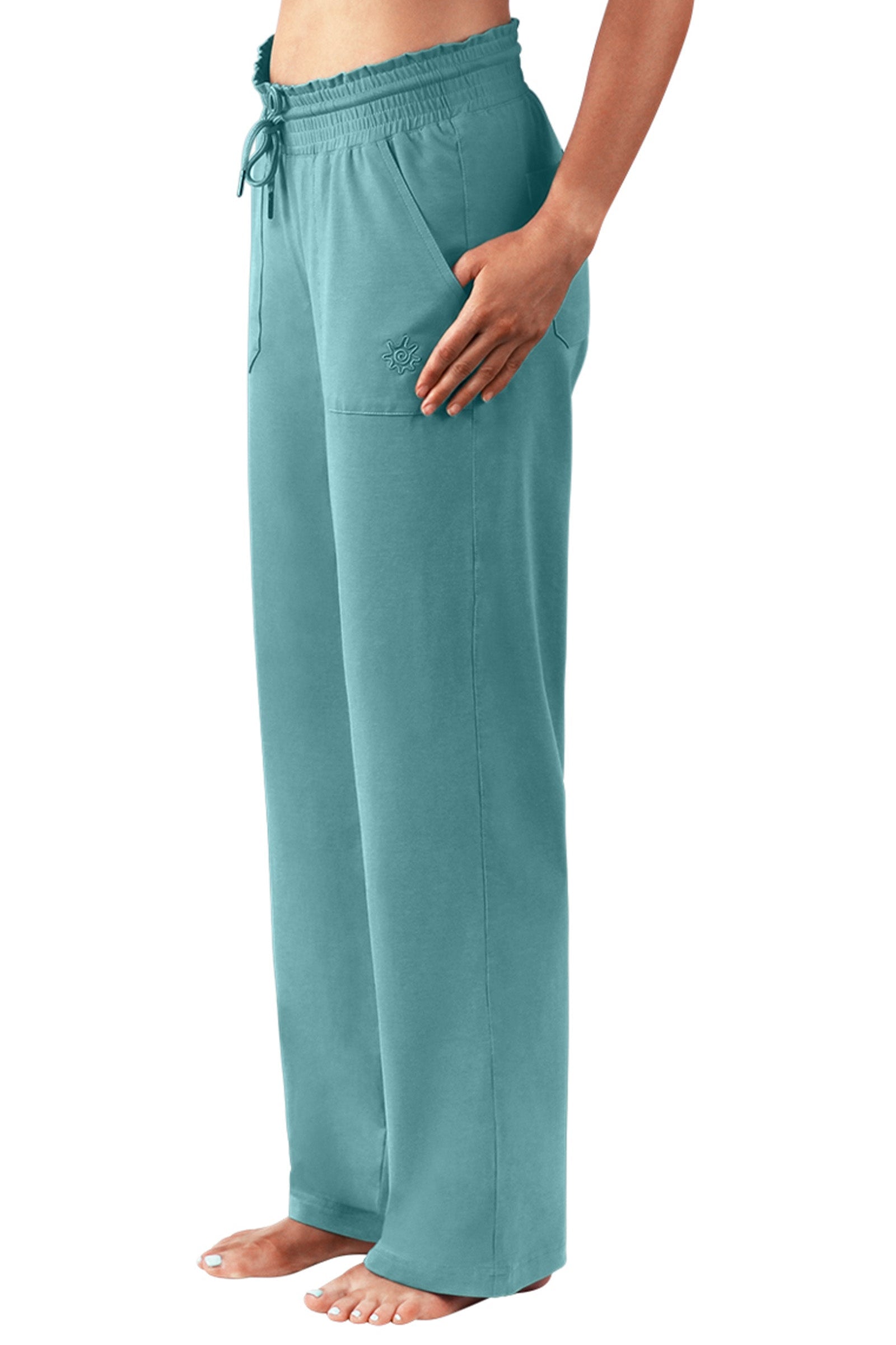 women's wide leg pants in river|river