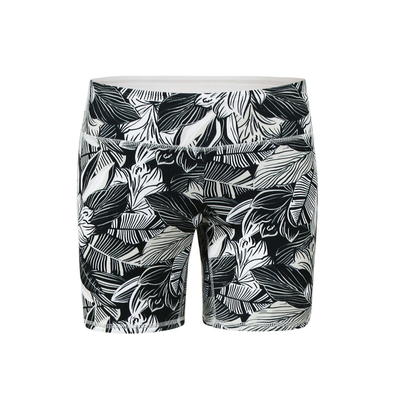 UV Skinz UPF Reversible Swim Shorts Front View in Woodblock Tropics|woodblock-tropics-cool-grey