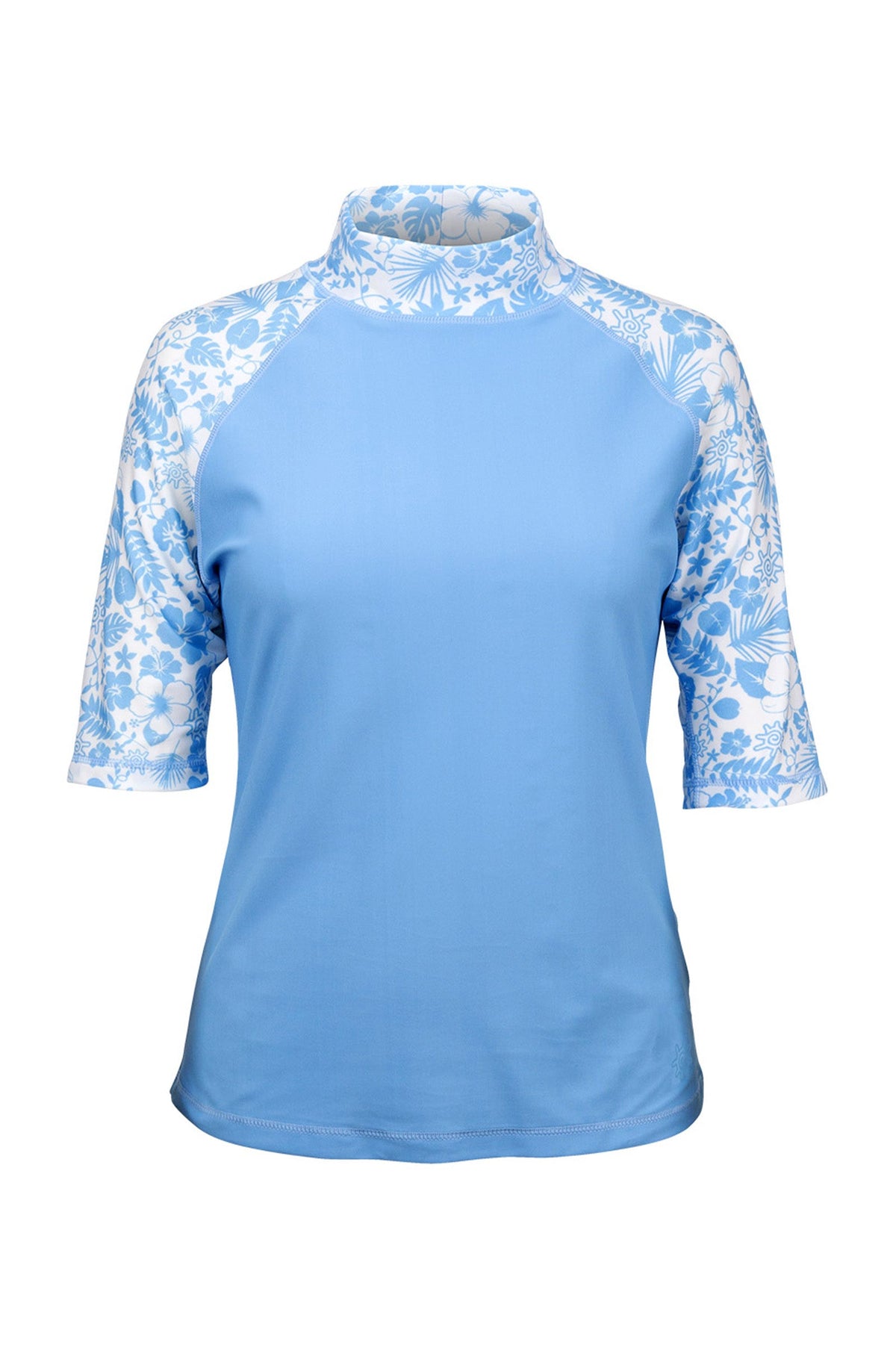 Women's Aloha Short Sleeve Sun & Swim Shirt in Sky Blue Aloha|sky-blue-aloha