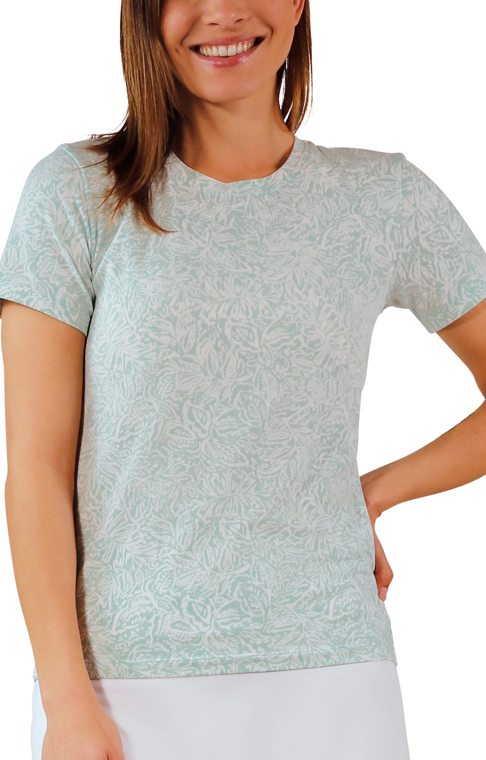 womens everyday tee in imprint leaves|imprint-leaves