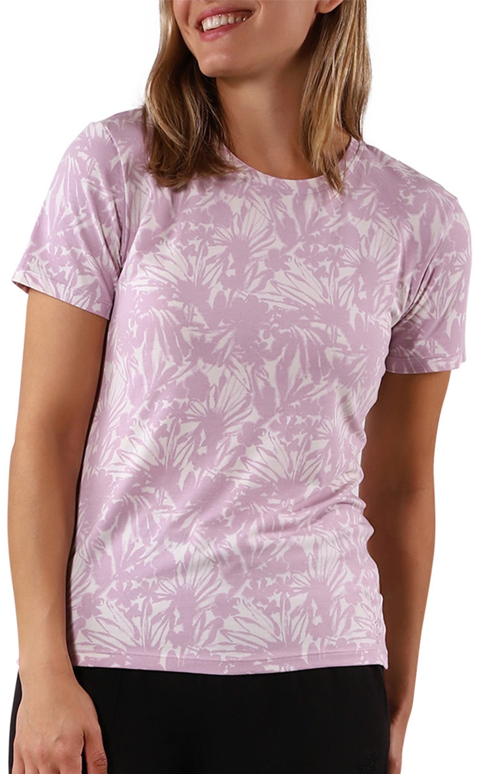 womens short sleeve everyday tee|painted-petals