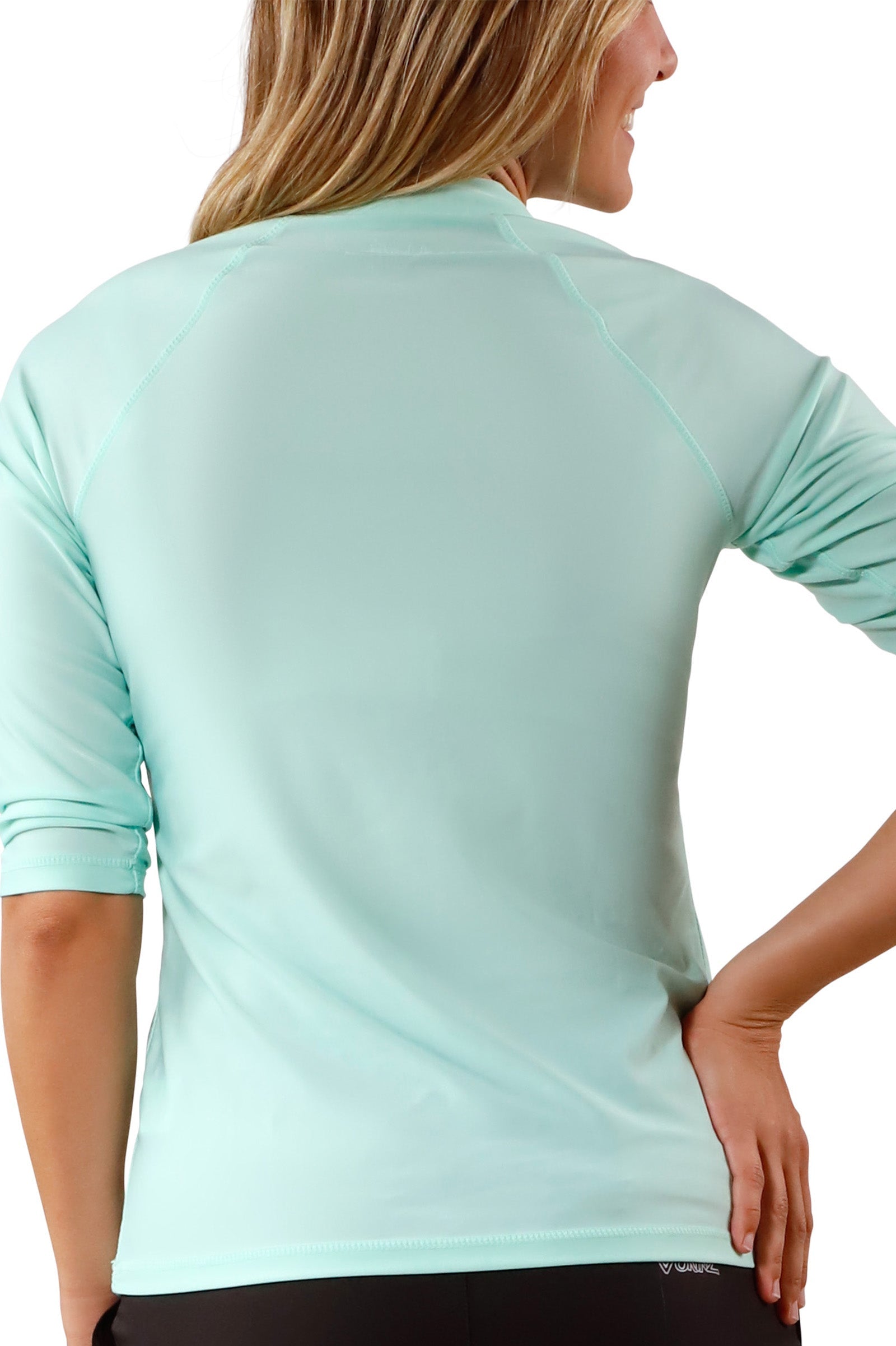 Women's back V-Neck Sun & Swim Shirt in Beach Glass|beach-glass